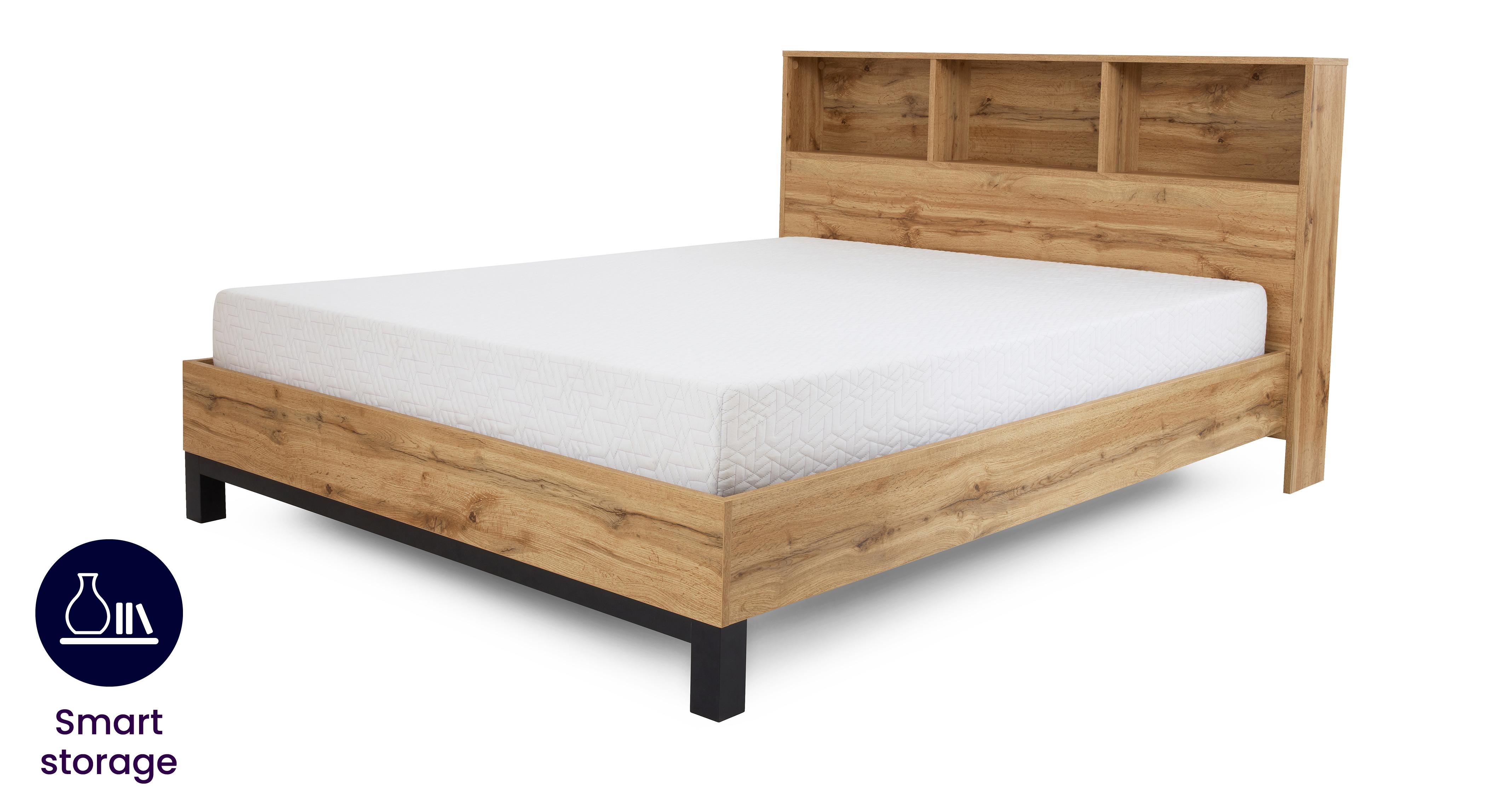 King single bed frame deals with bookshelf