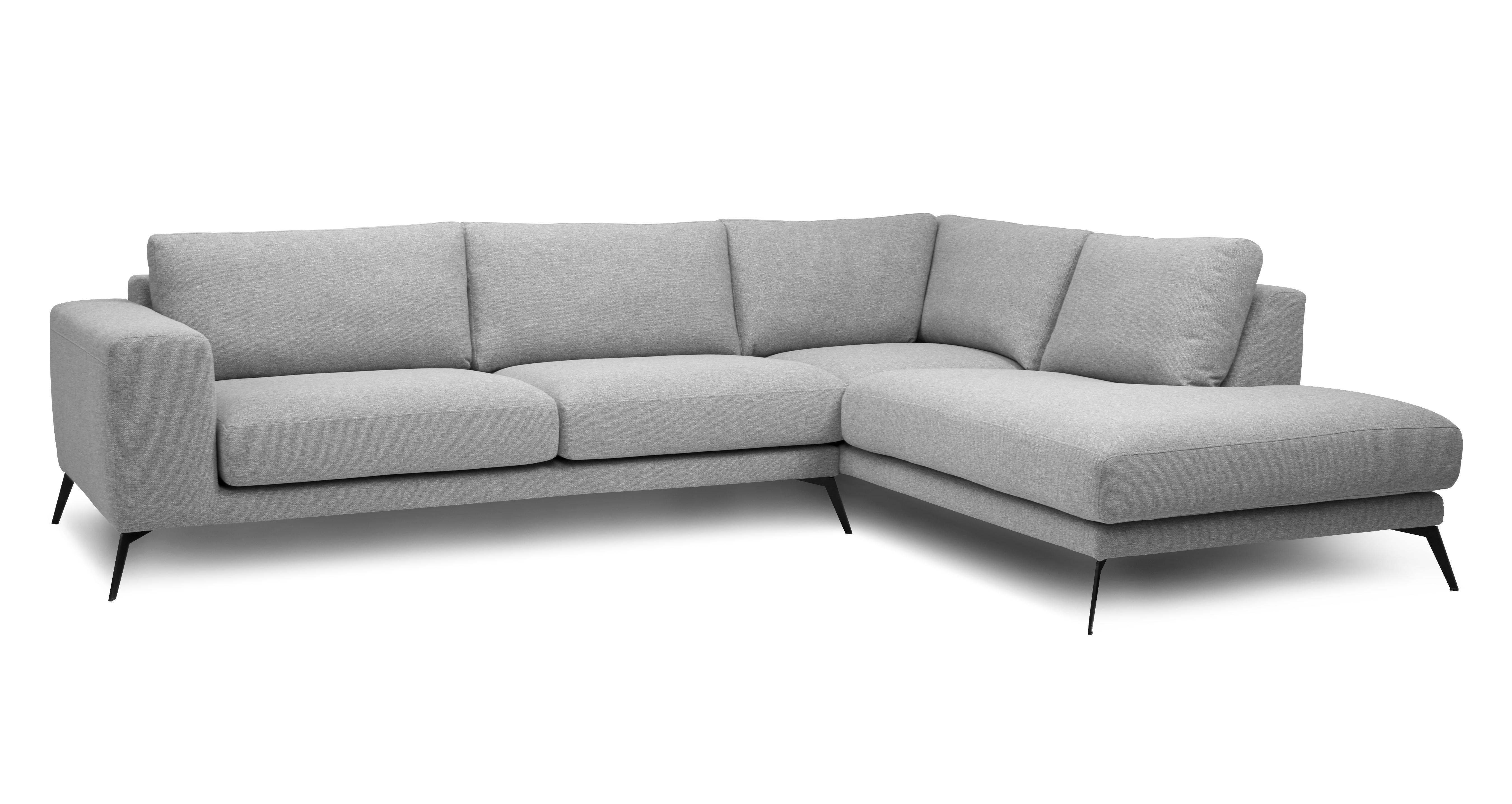 Hawkley small right facing 3 piece corner sofa in light grey weave