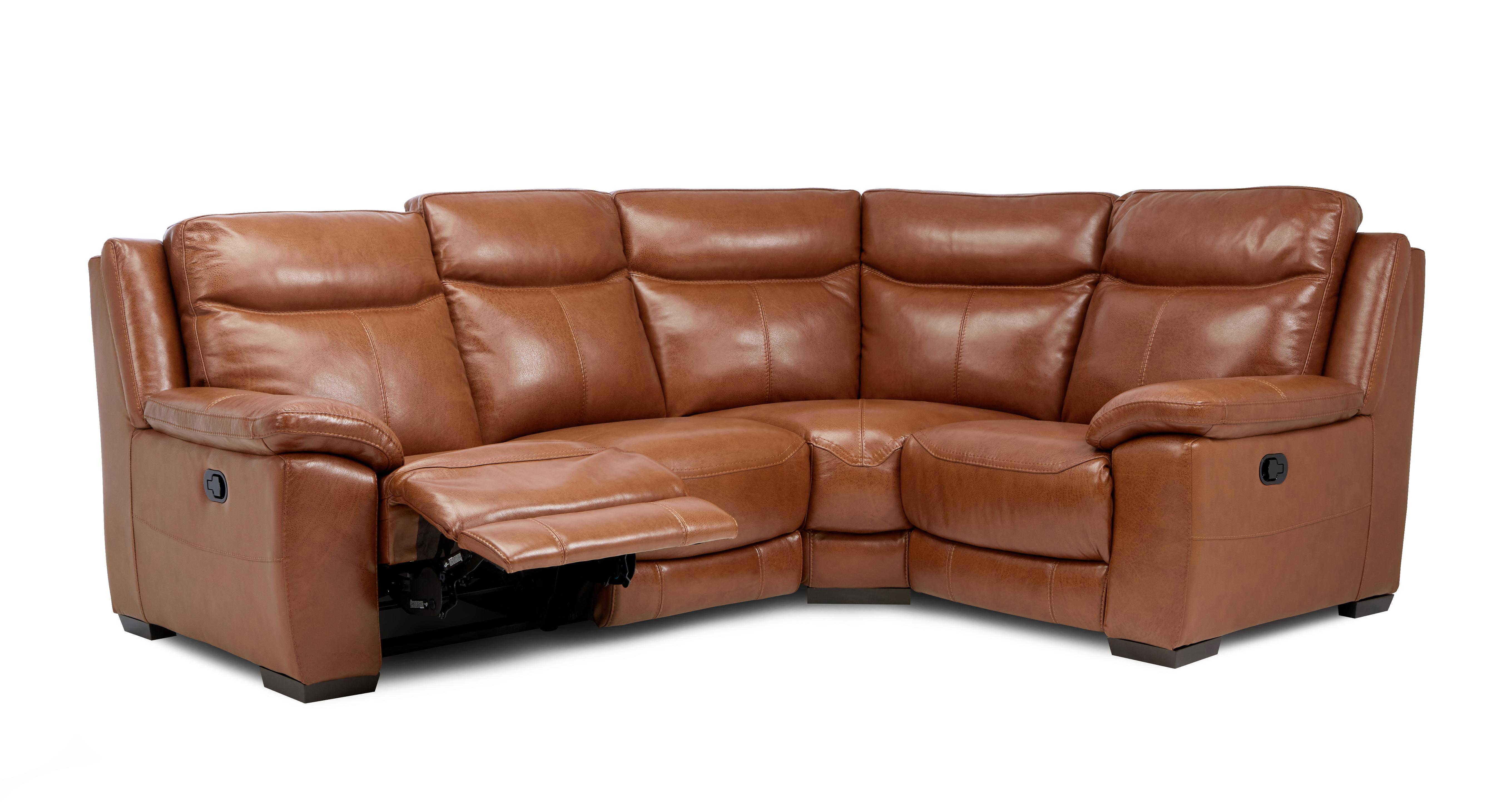 leather manual recliner corner sofa