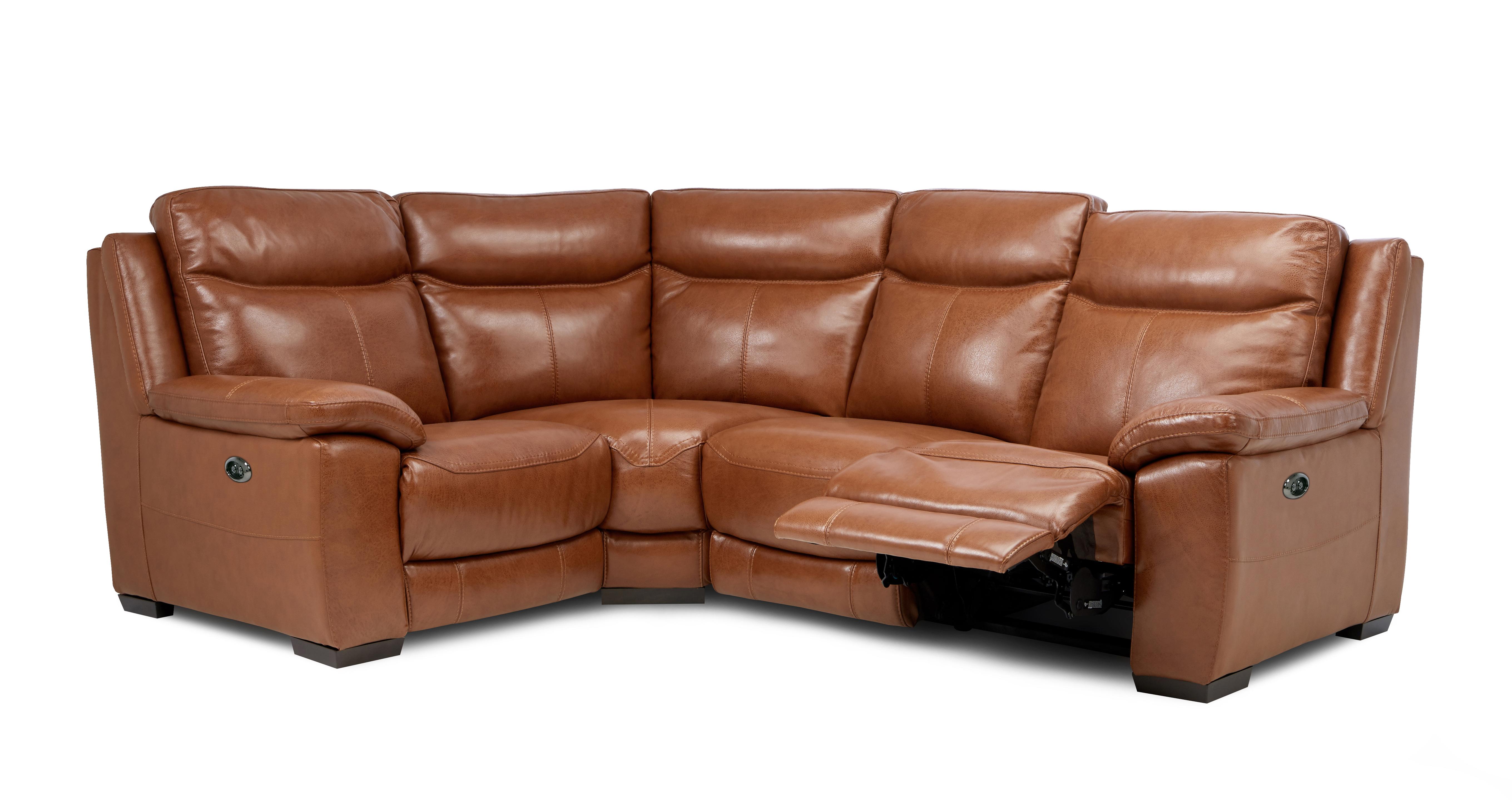 Brown leather corner recliner outlet sofa