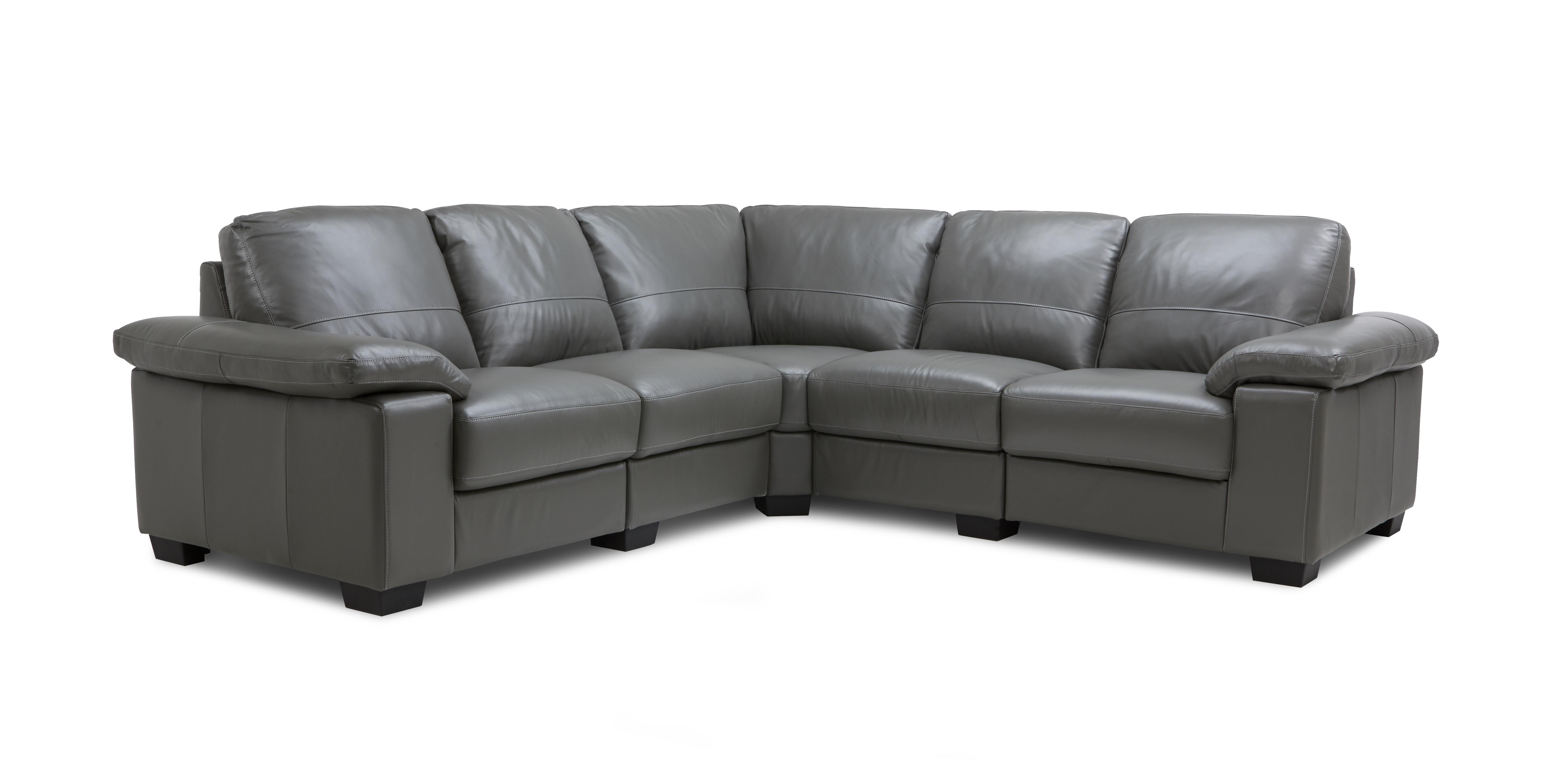 Grey Leather Corner Sofa