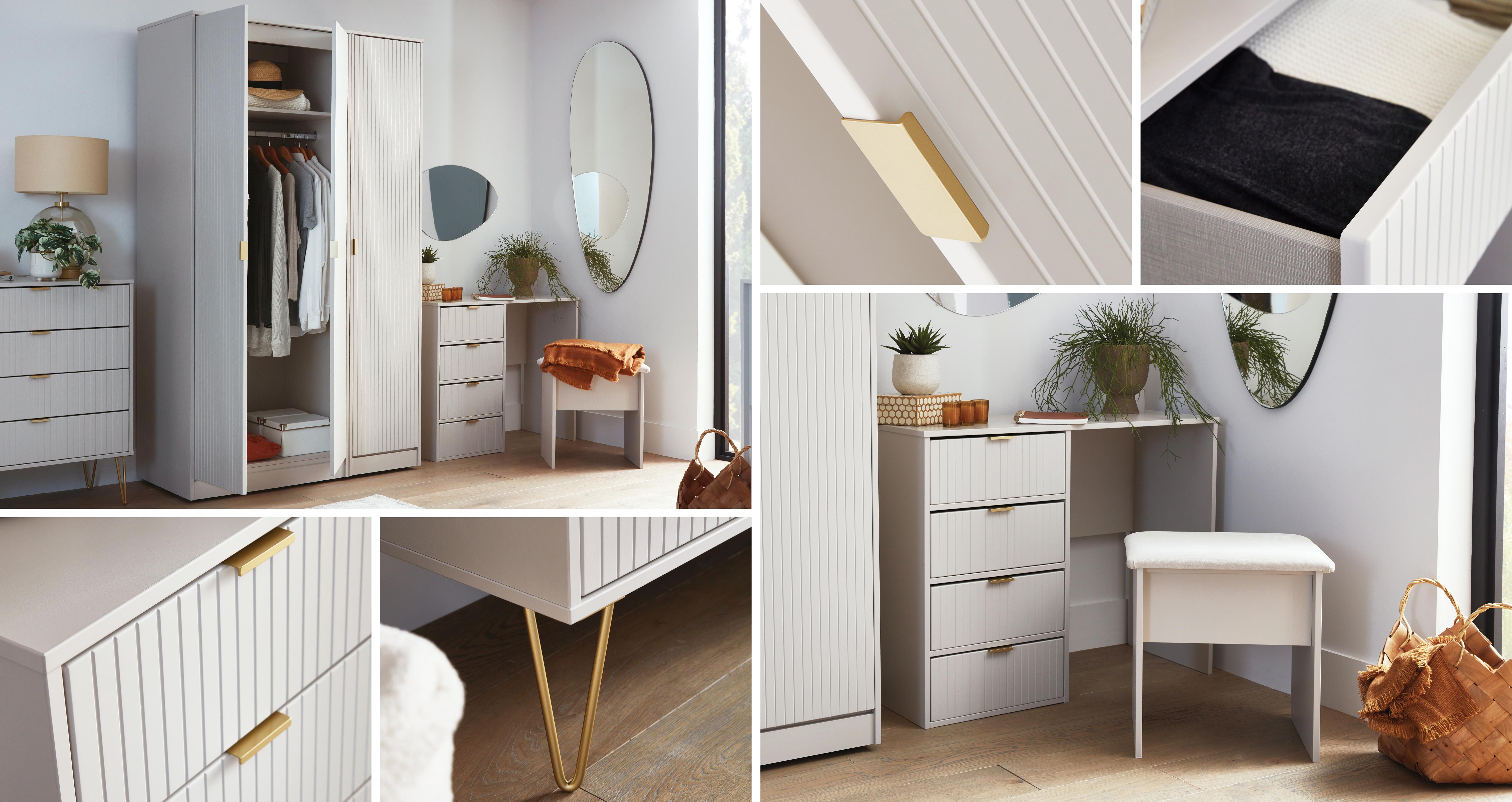 Lisbon 3 Door Wardrobe in Lisbon Bedroom Off White