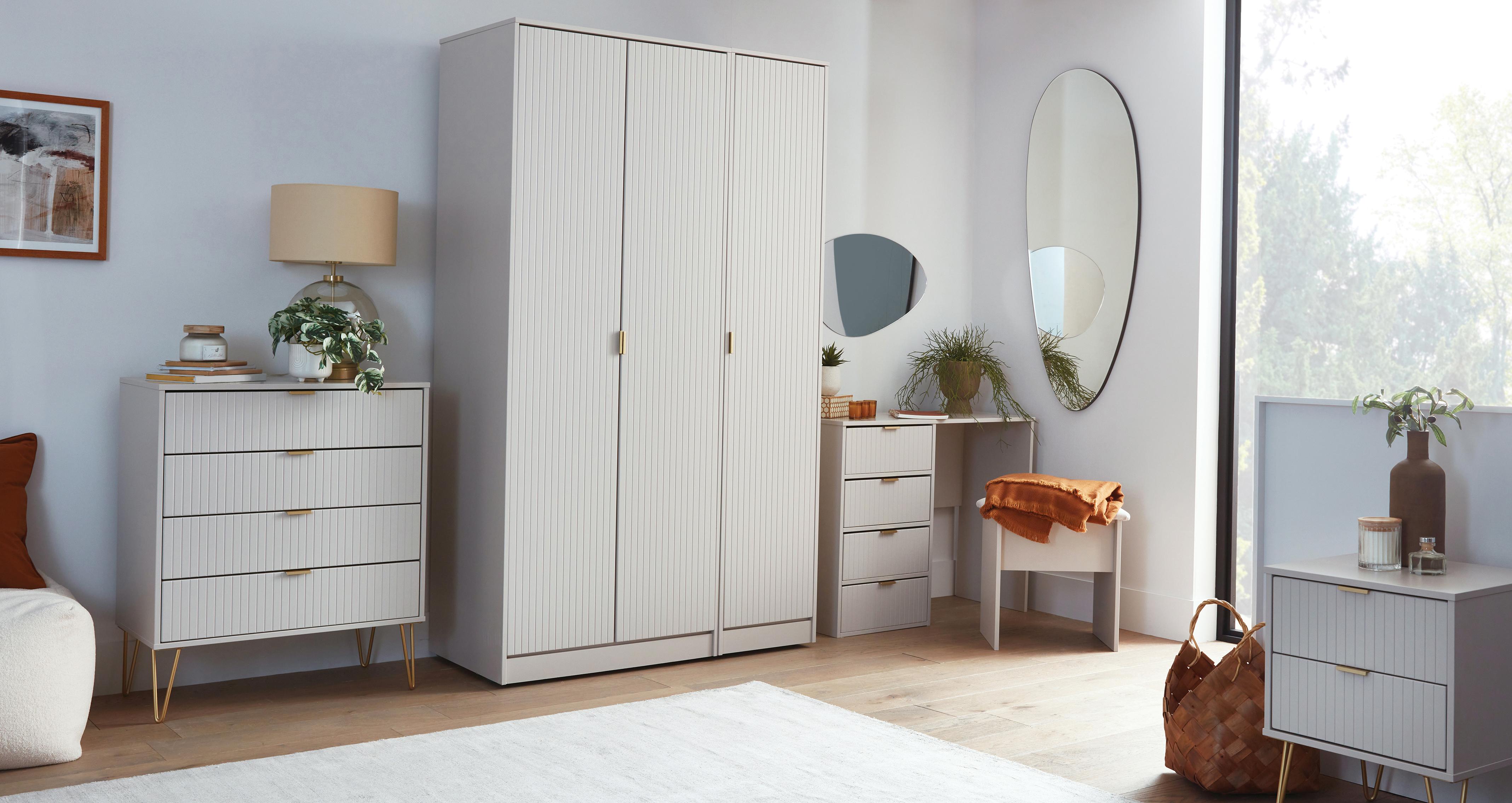 Lisbon 3 Door Wardrobe in Lisbon Bedroom Off White