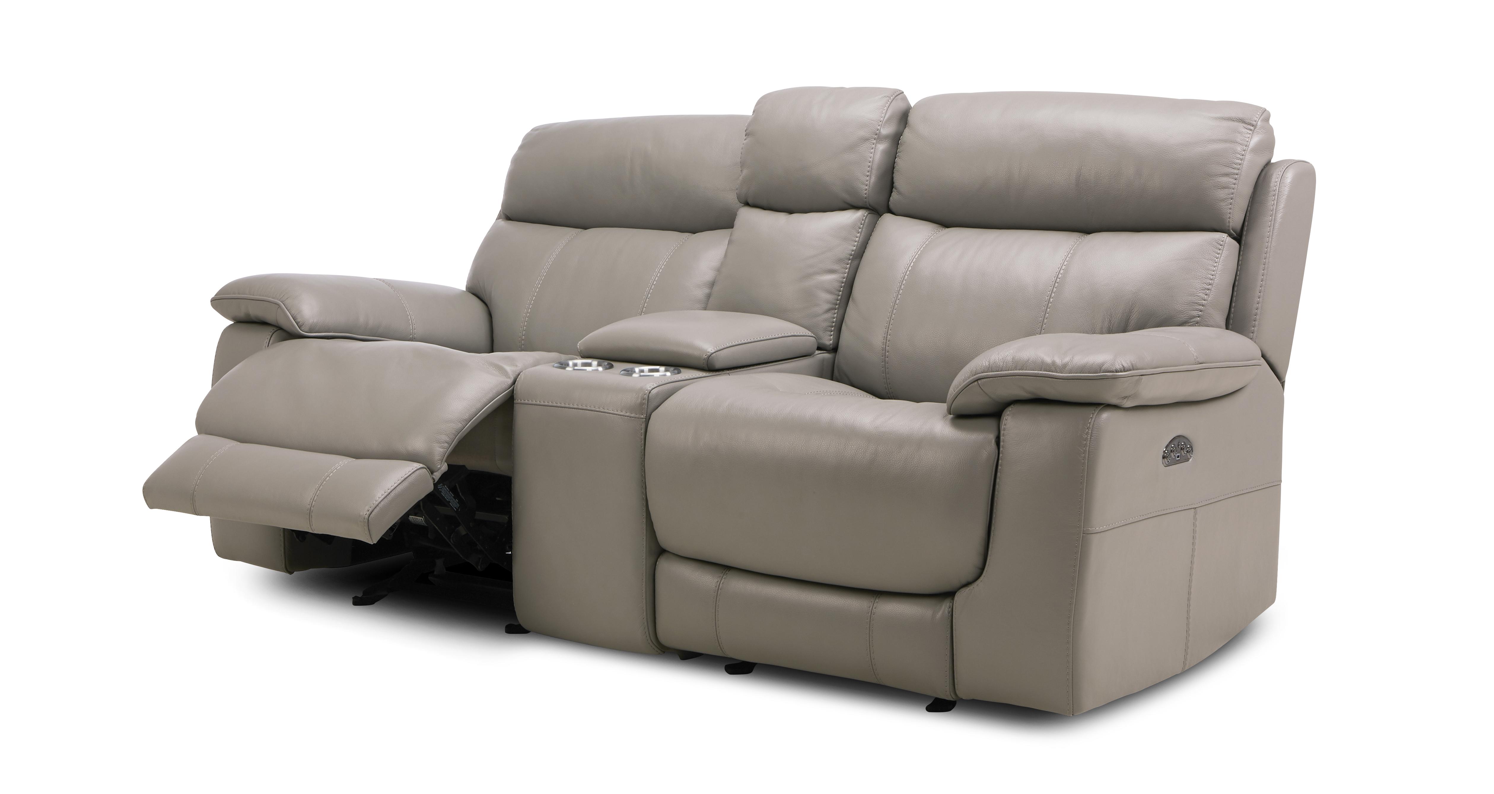 Leather 2 Seater Power Plus Rocker Recliner & Console
