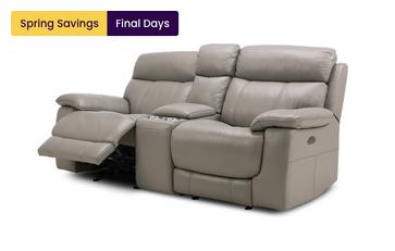 Leather 2 Seater Power Plus Rocker Recliner & Console