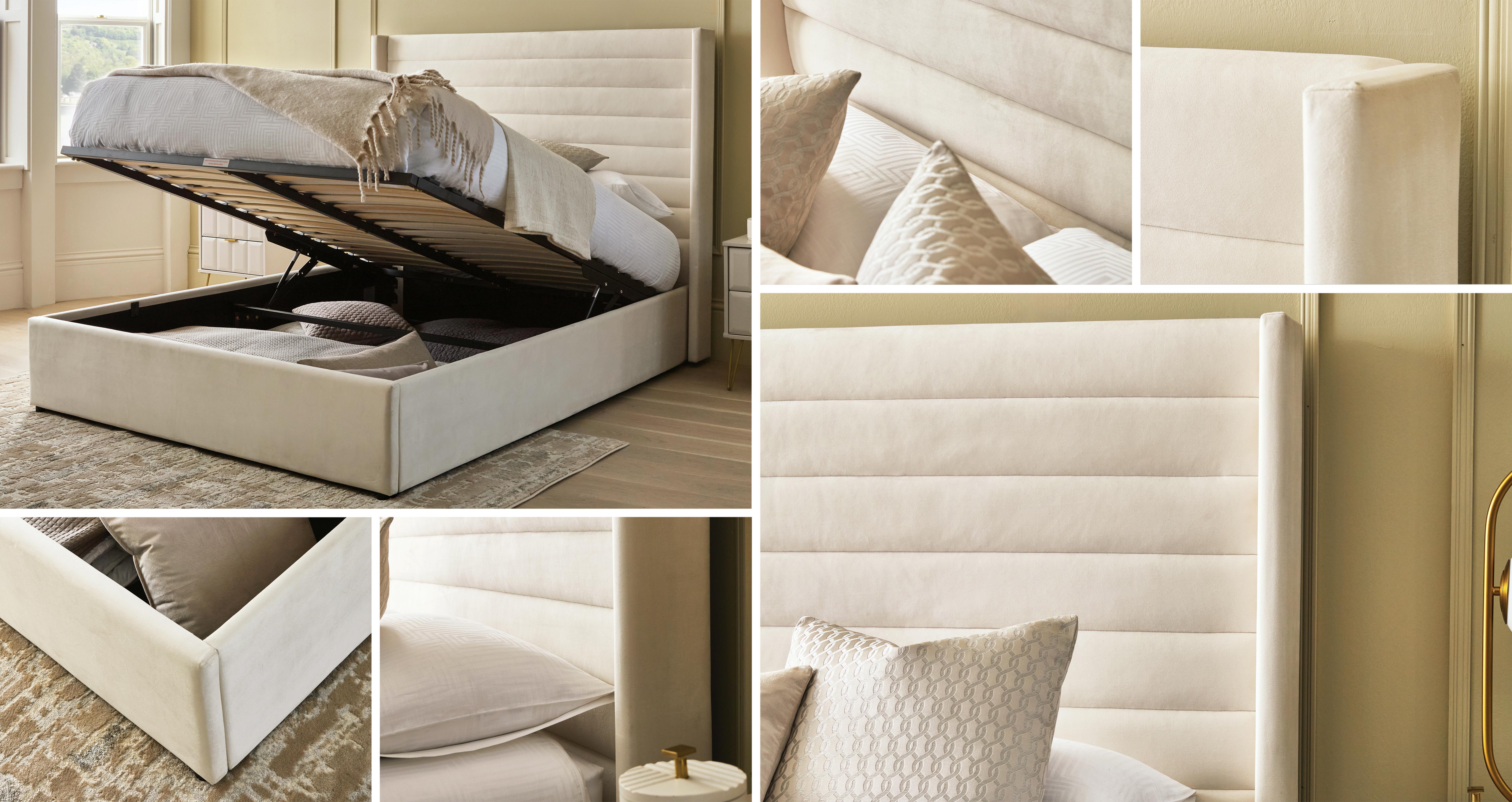 Lune Double Ottoman Bedframe in Lune Cream Cream