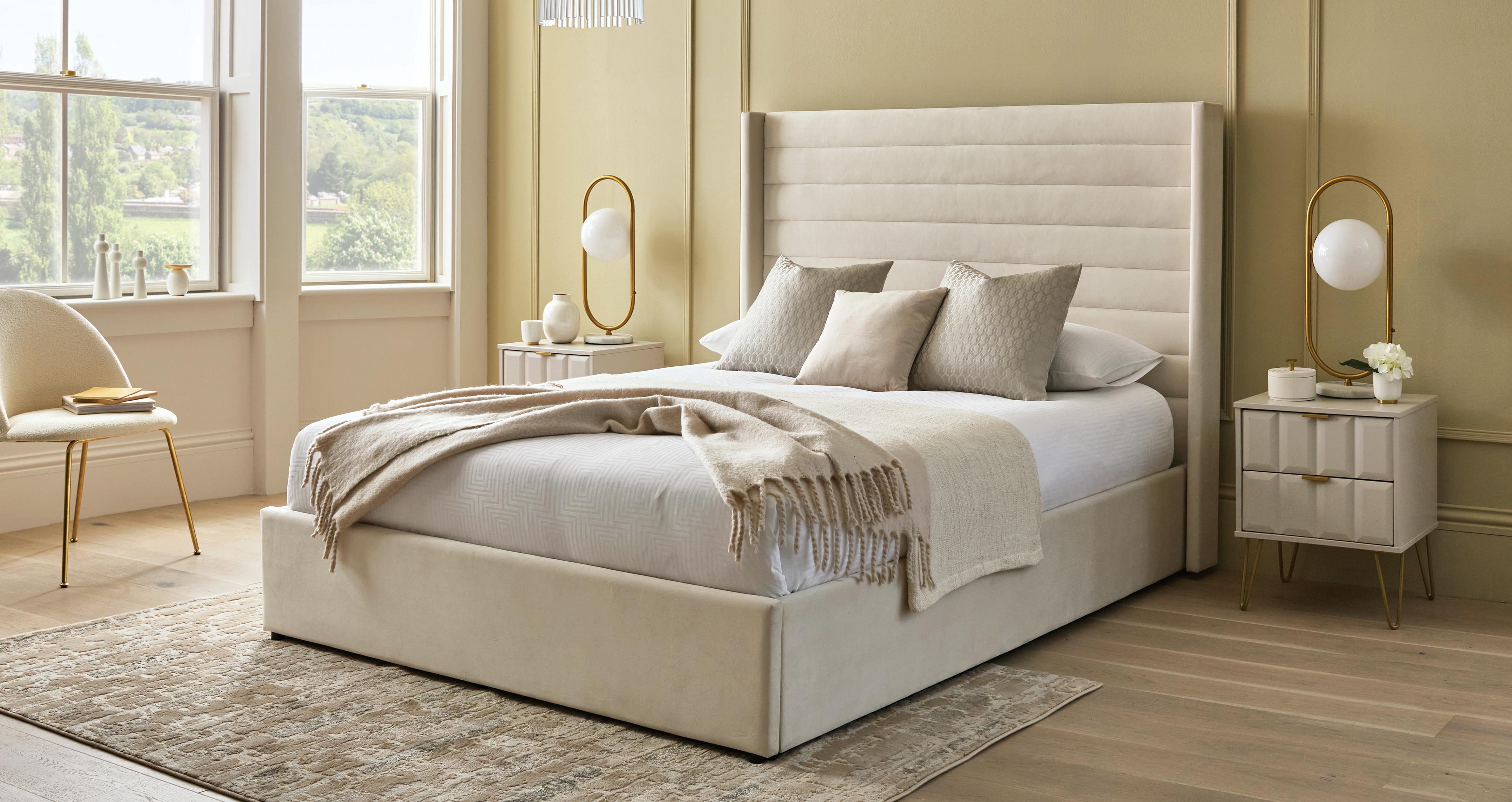 Lune Double Ottoman Bedframe in Lune Cream Cream