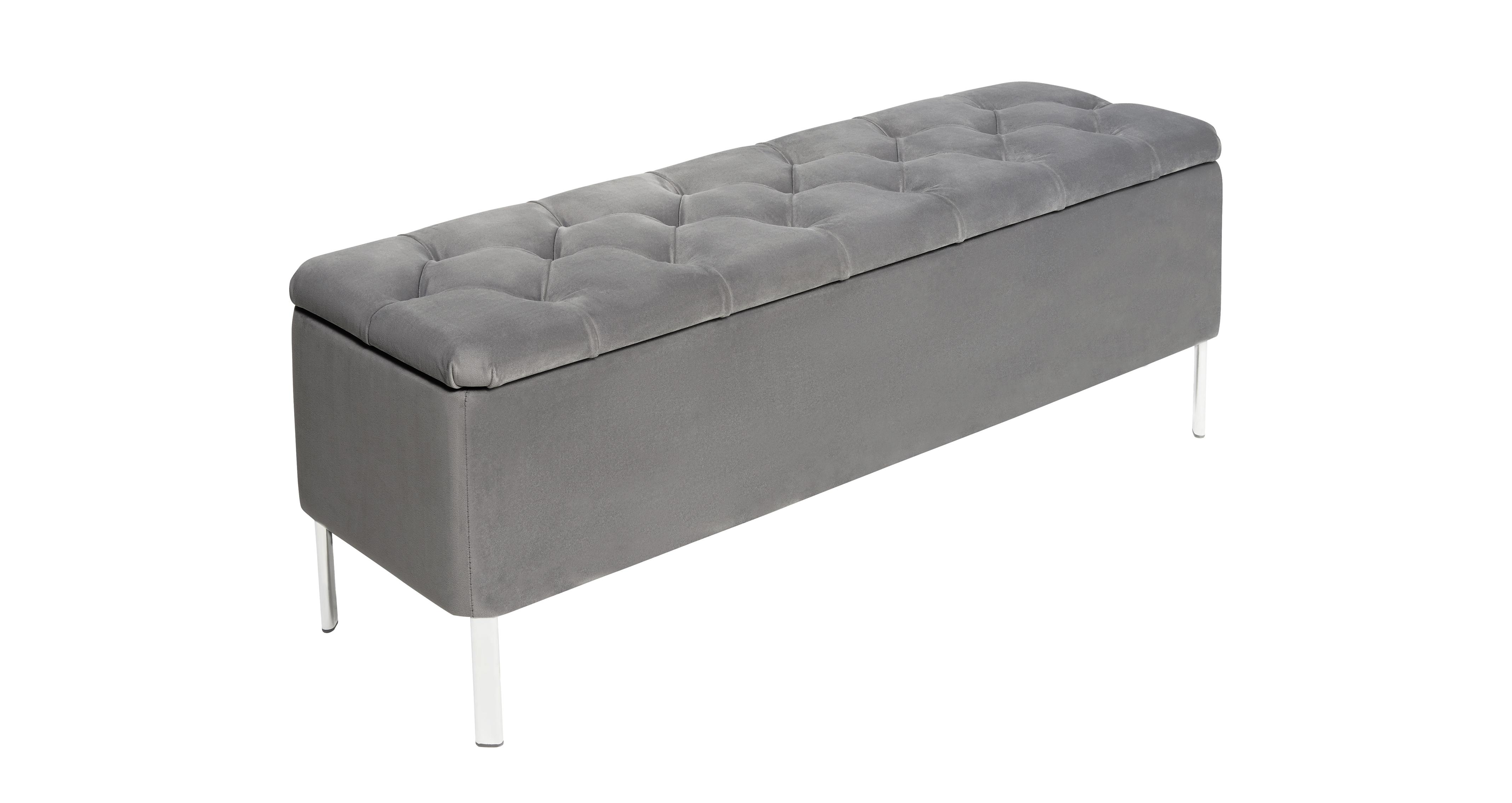 Velvet Storage Ottoman Bench