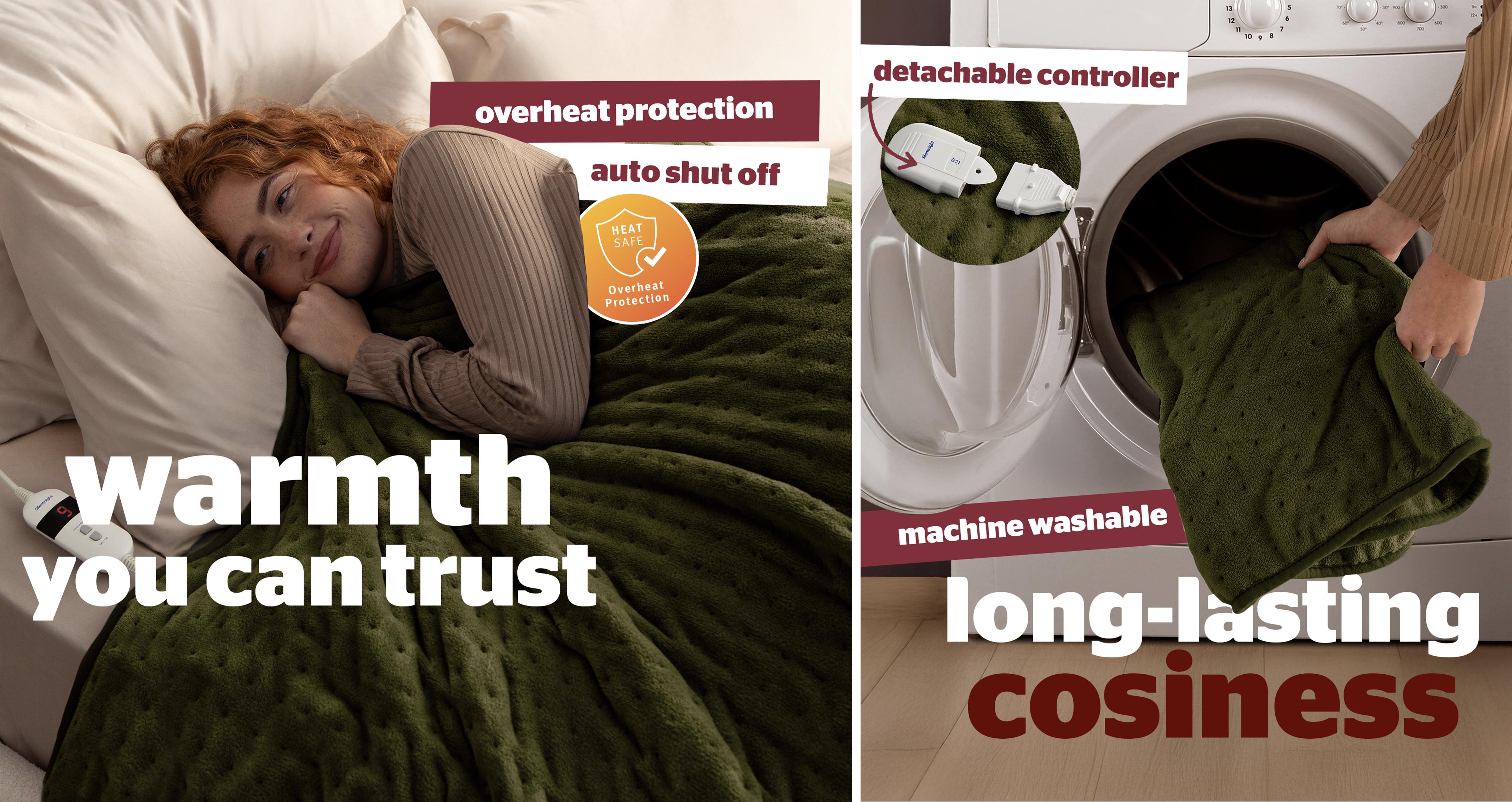 Luxury Silentnight Heated Throw in Luxury Green Green