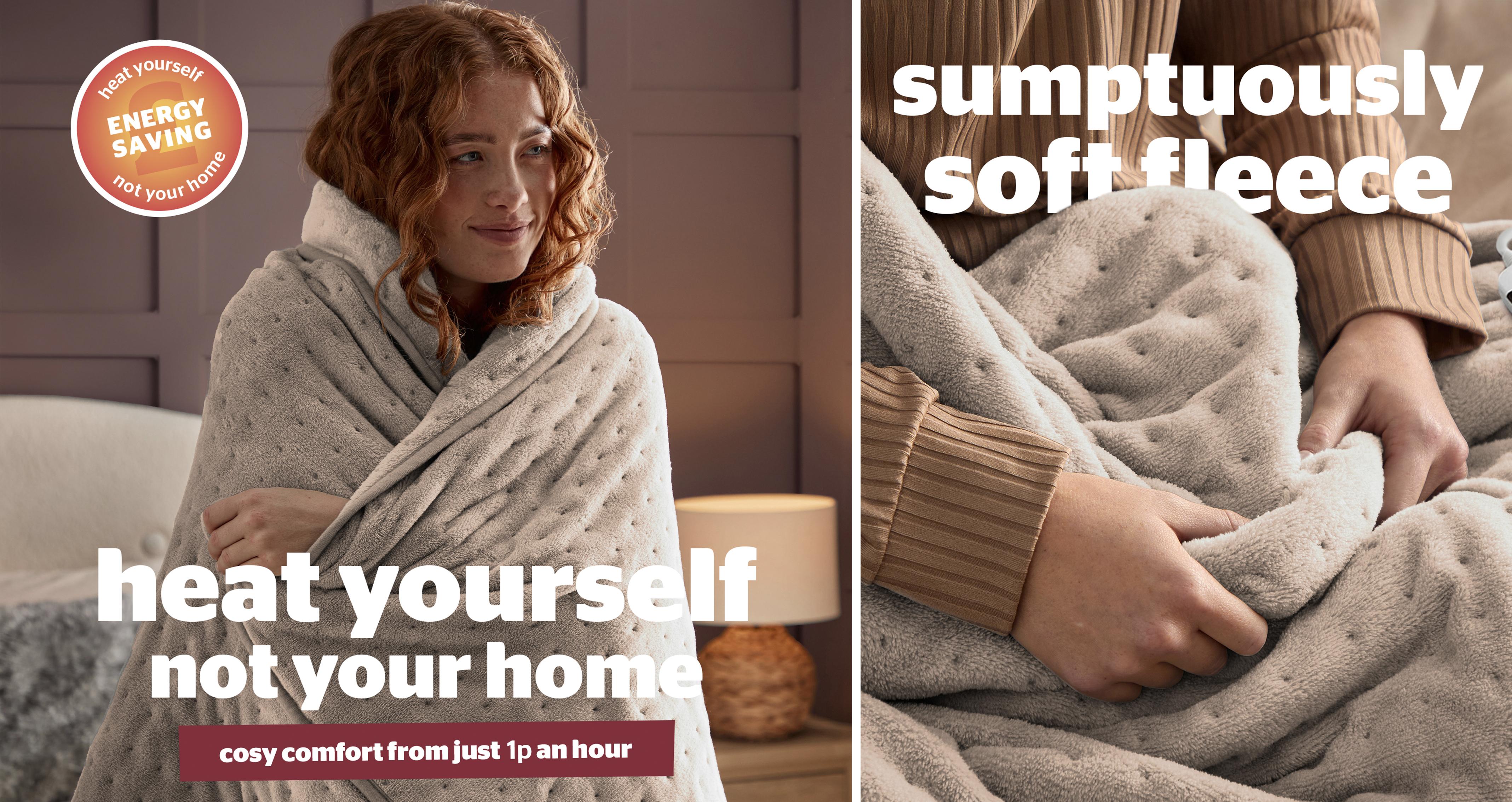 Luxury Silentnight Heated Throw in Luxury Natural Natural