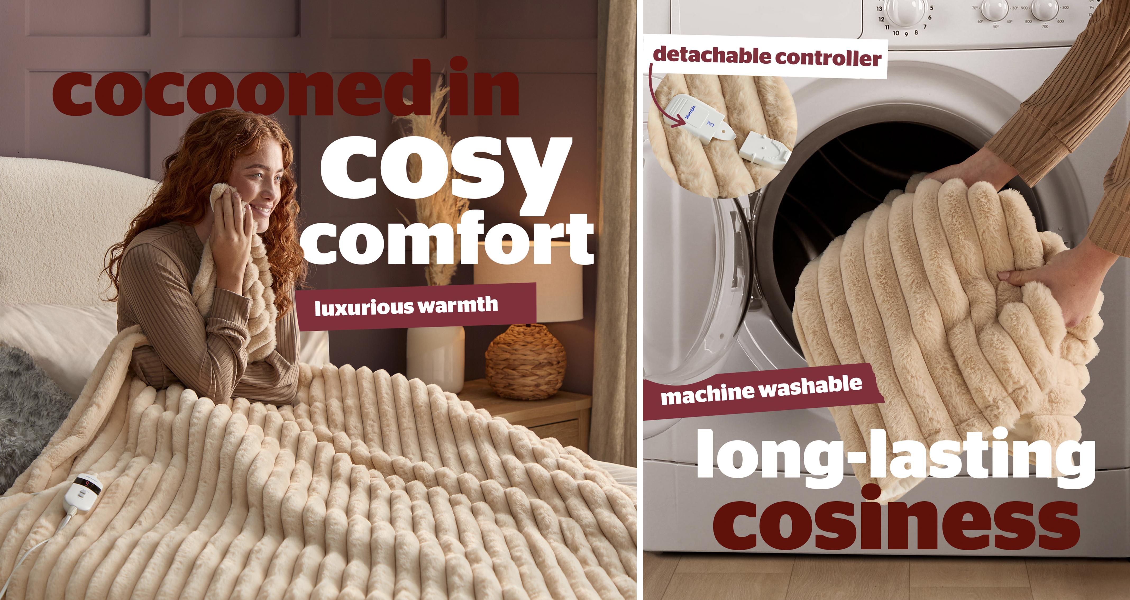 Luxury-faux-fur Silentnight Heated Throw in Luxury Faux Fur Natural Natural