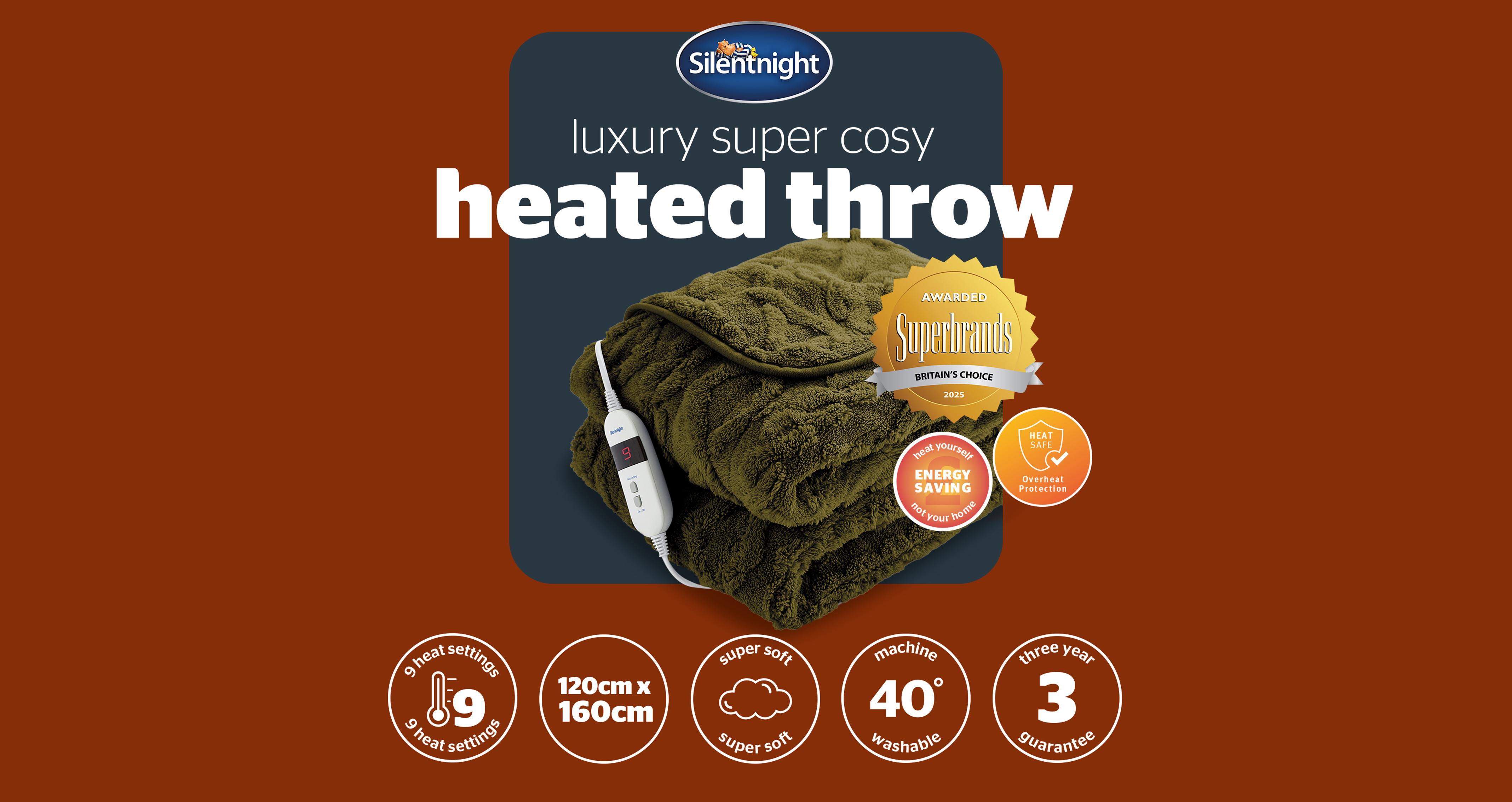 Luxury-super-cosy Silentnight Heated Throw in Luxury Super Cosy Green Green