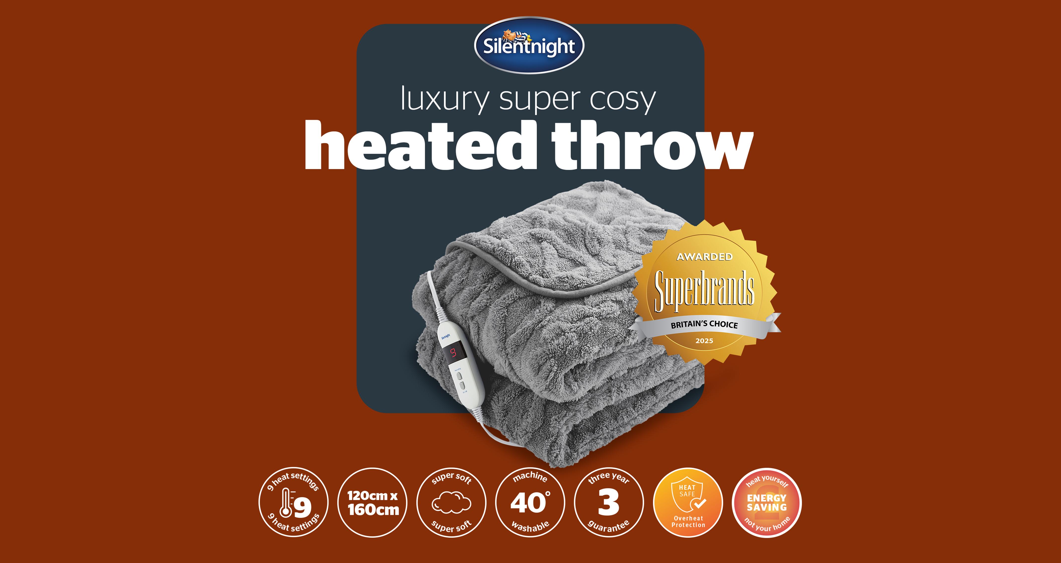 Luxury-super-cosy Silentnight Heated Throw in Luxury Super Cosy Grey Grey