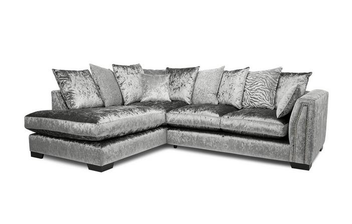 Hand Facing 2 Seater Corner Sofa Dfs, Silver Crushed Velvet Corner Sofa Bed