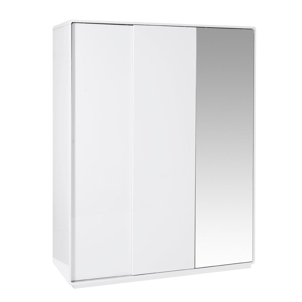 DFS Dwell Large Sliding Mirror Wardrobe Malone II Gloss White Lacquer Finish