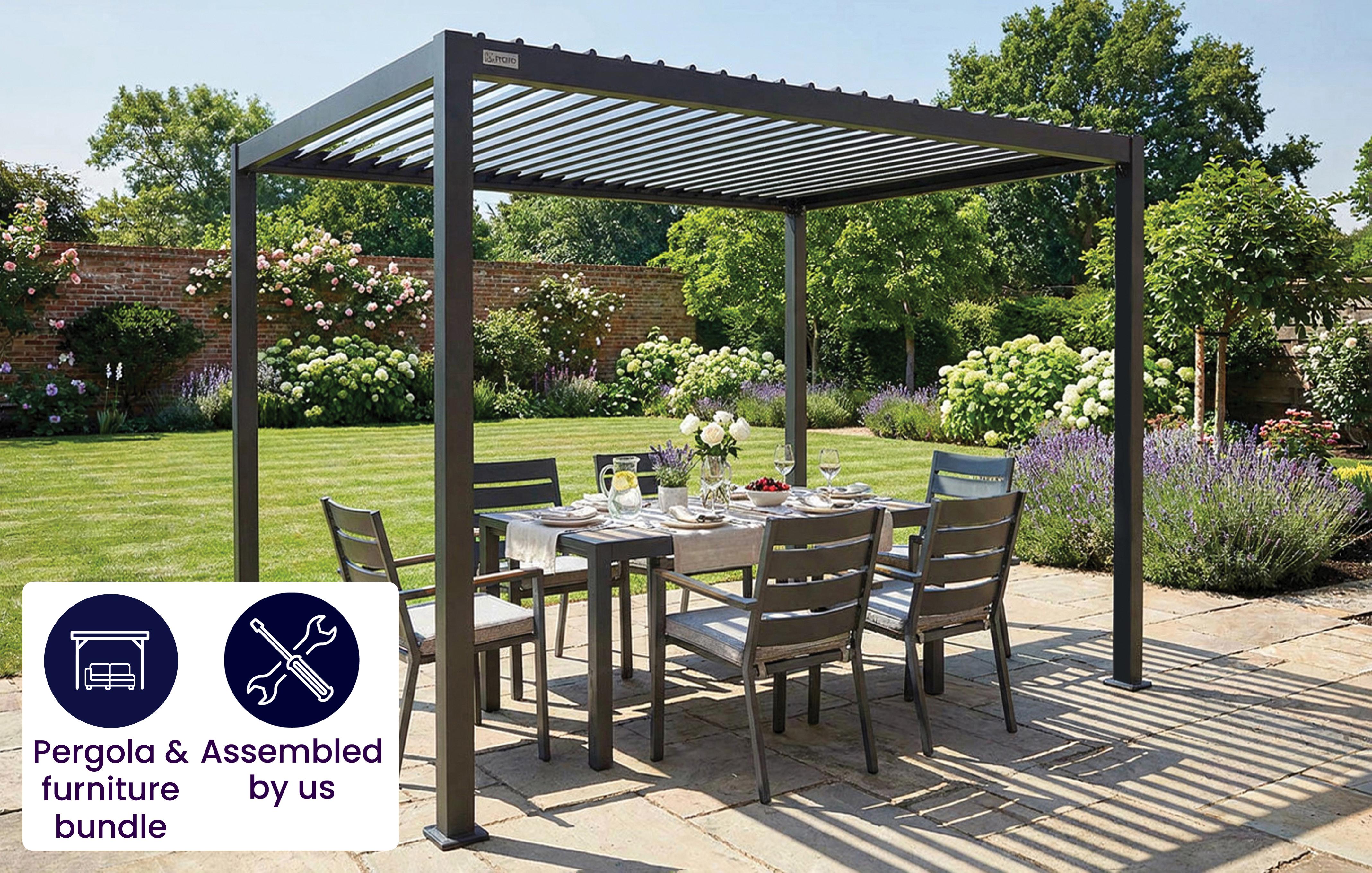 Furniture Bundle 1 30x40 Pergola Frame & 6 Seat Rectangular Dining Set