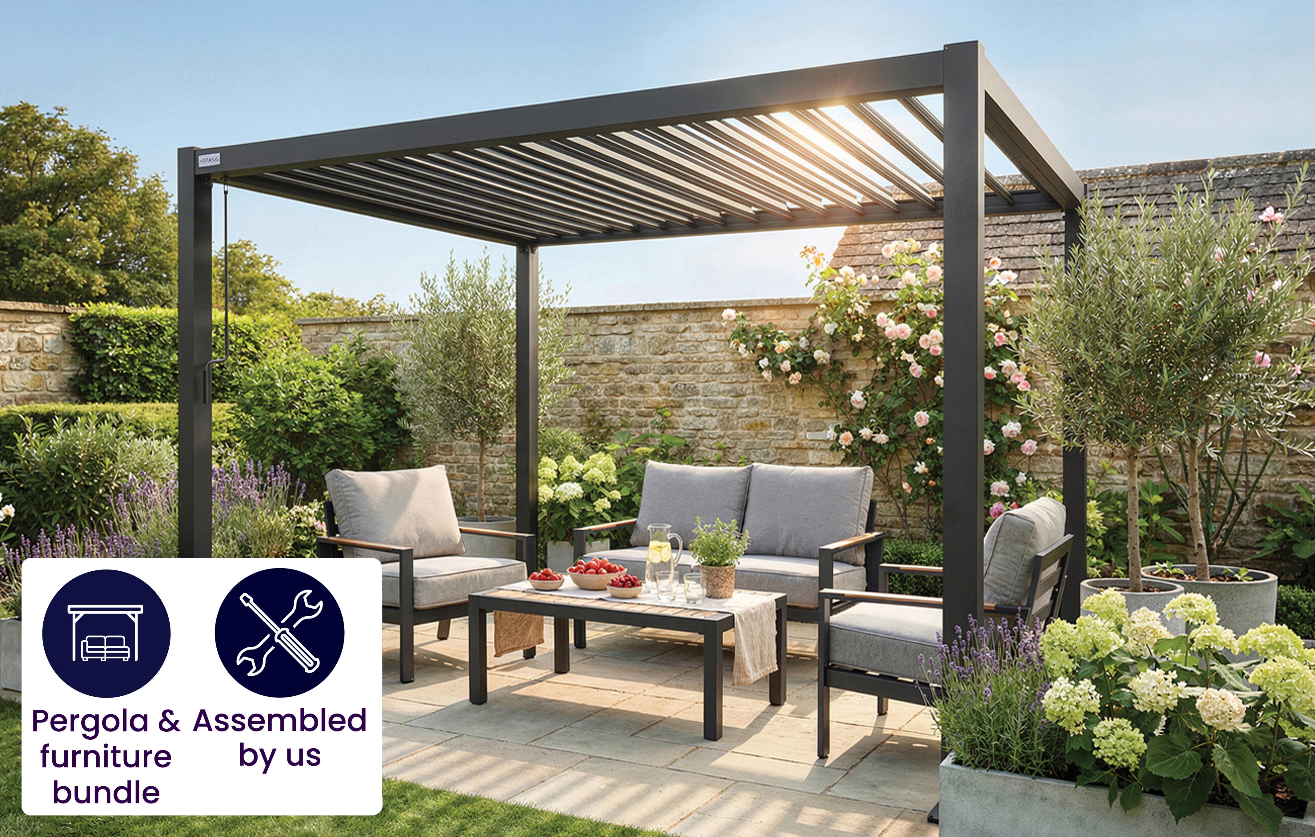Furniture Bundle 2, 30x40 Pergola Frame & 2 Seat Sofa Set