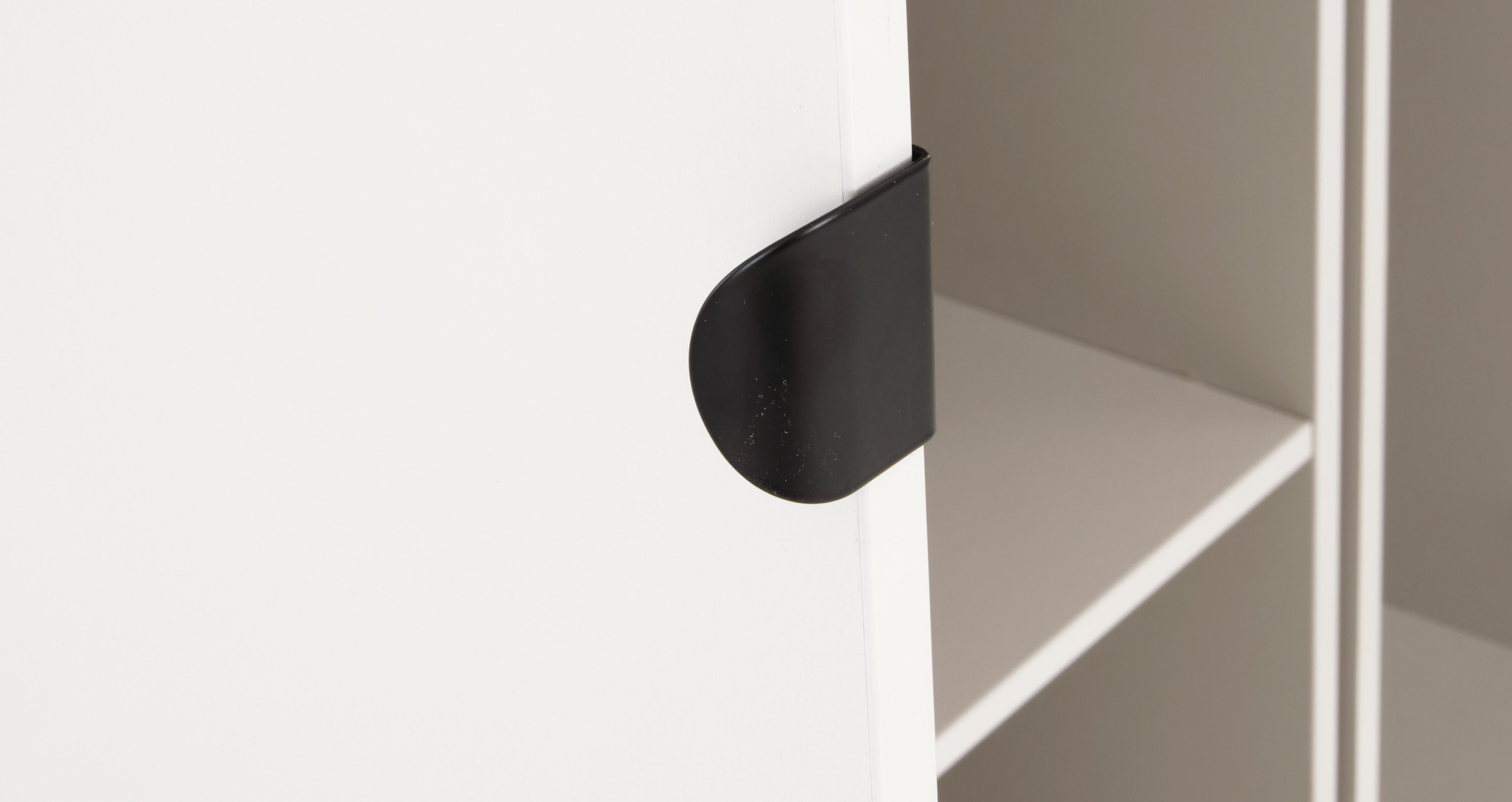 Mayci 3 Door Tall Wardrobe With Shelves in Mayci Off White