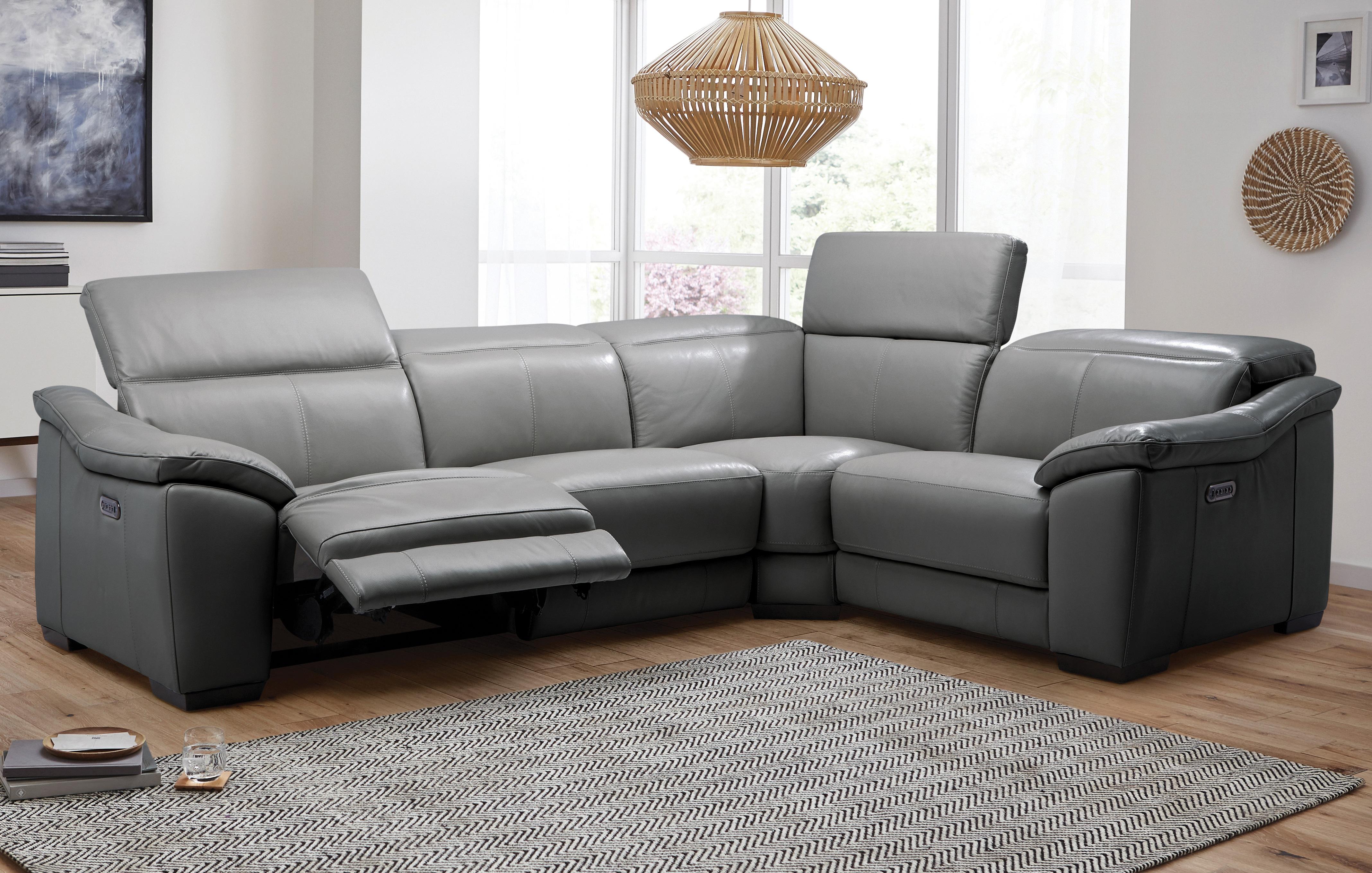 Leather recliner deals corner sofa sale