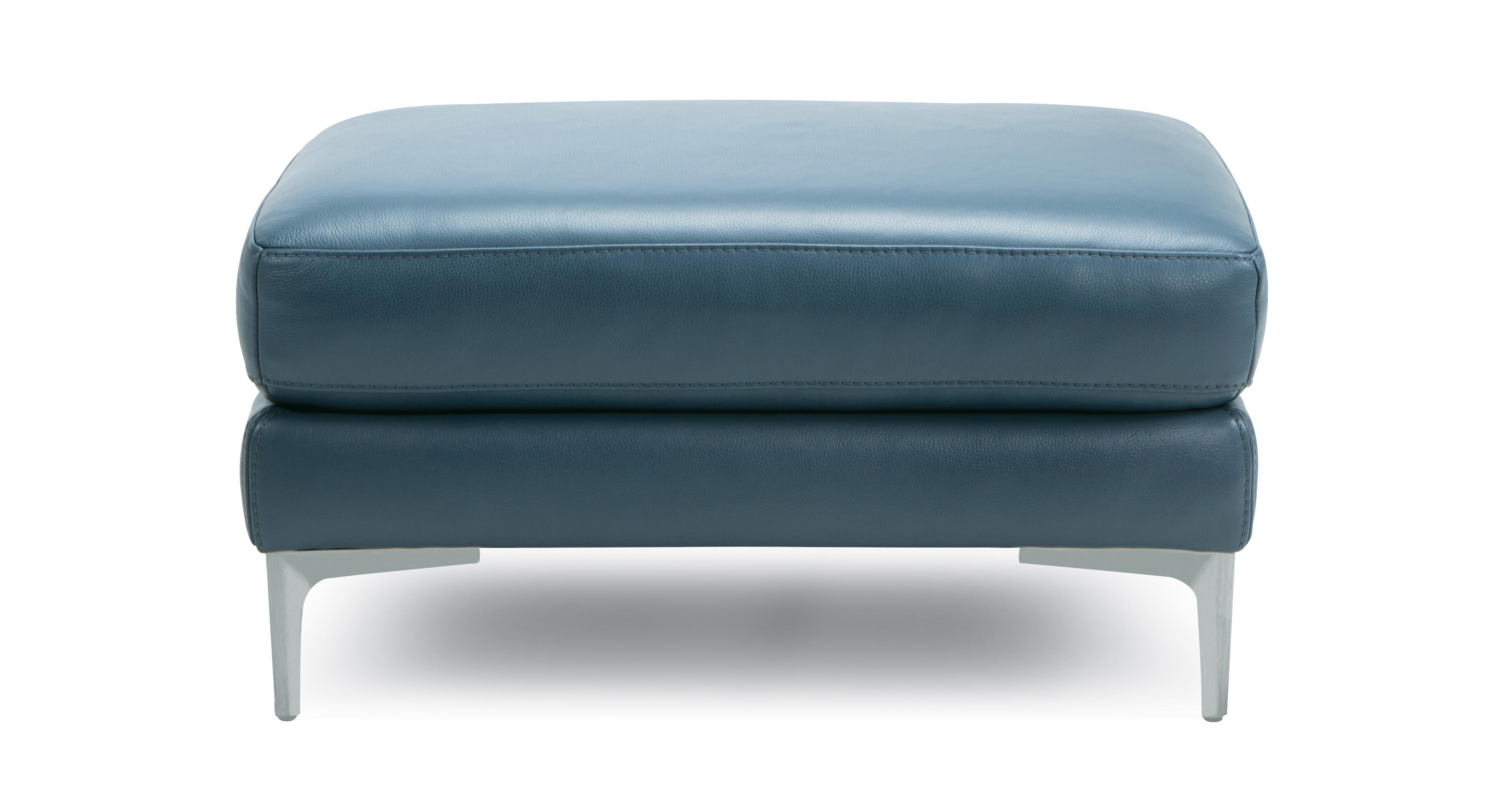 Blue leather deals footstool