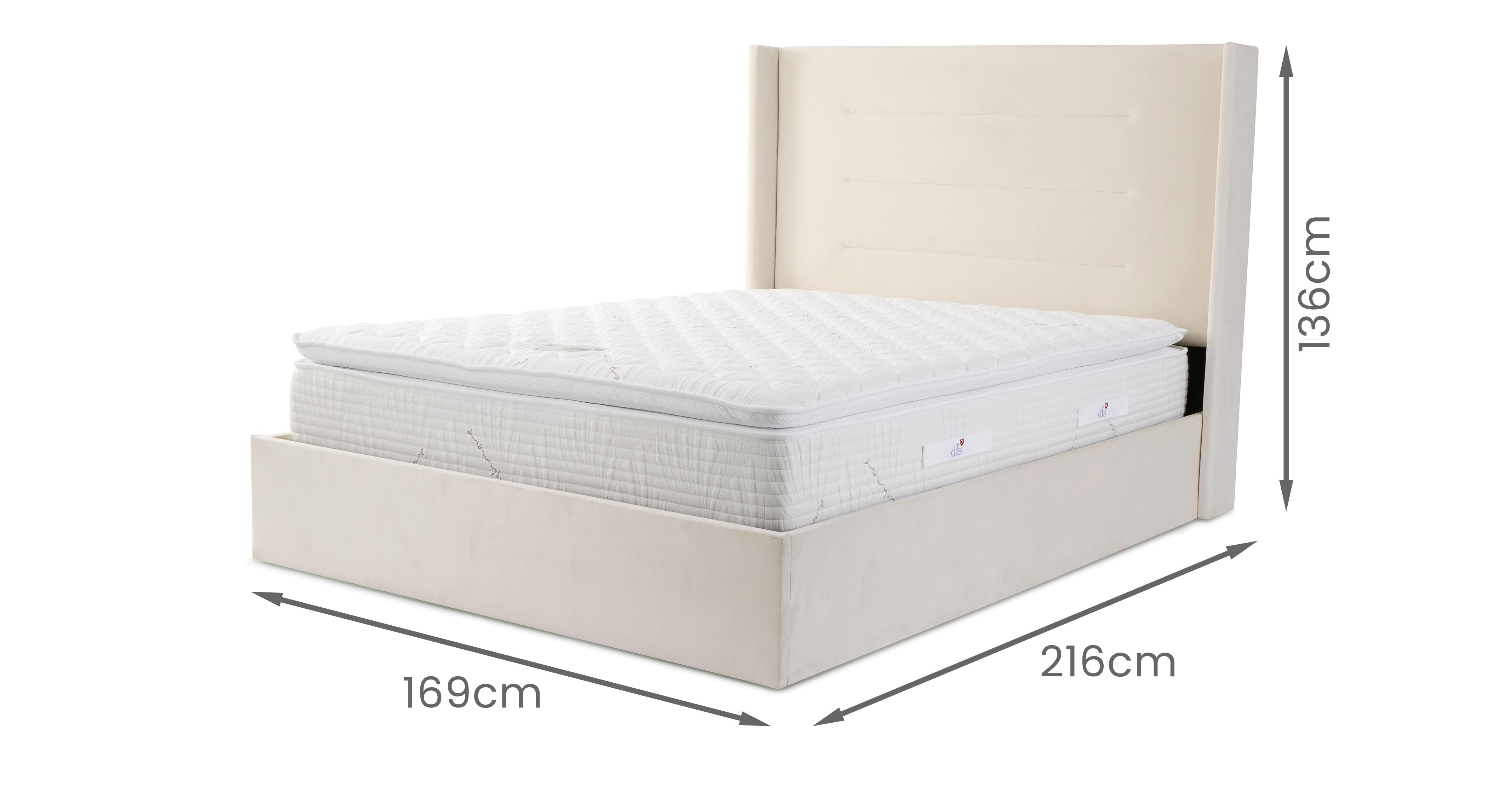 Milano-bed King Size Ottoman Bedframe in Milano Velvet Cream Cream
