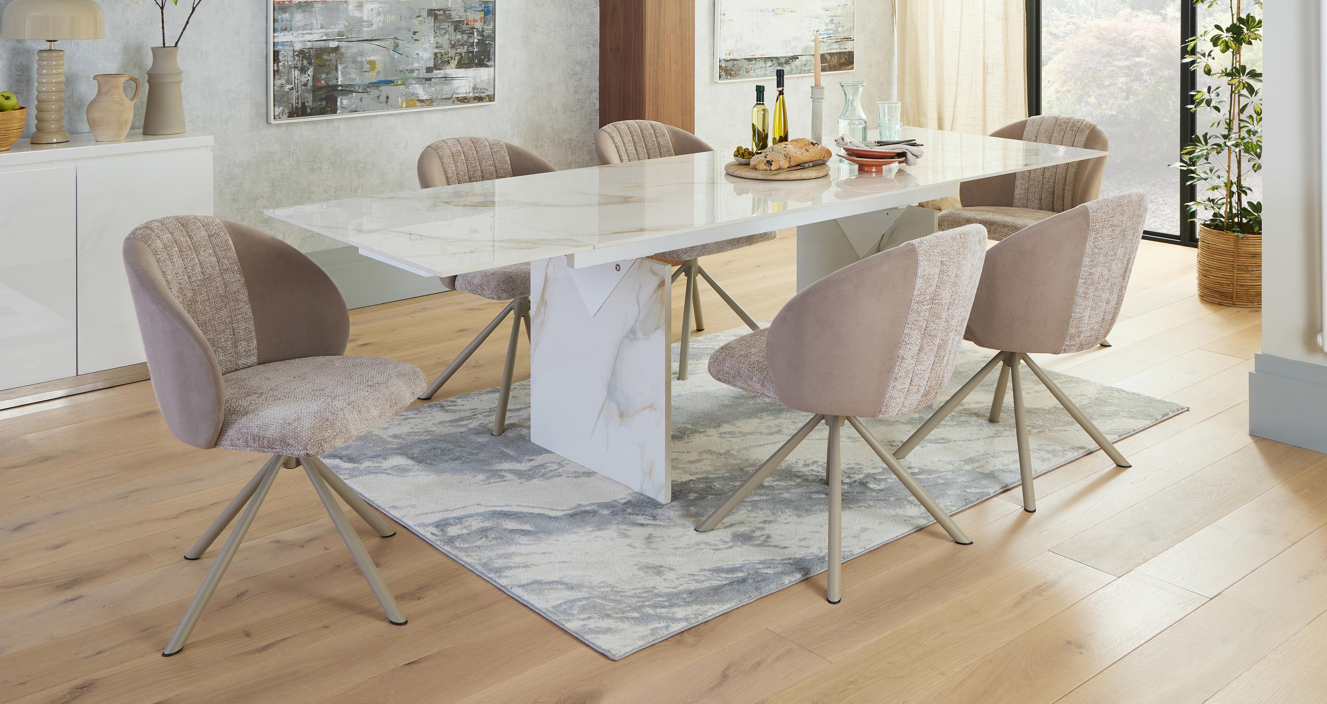 Misse Set of 2 Swivel Dining Chairs in Misse Chair Beige