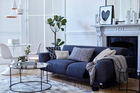 Grey Living Room Ideas And Inspiration, Dark Blue Living Room Grey Sofa