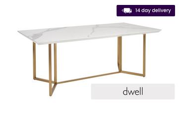 Marble Ceramic 8 Seater Dining Table Brass Legs