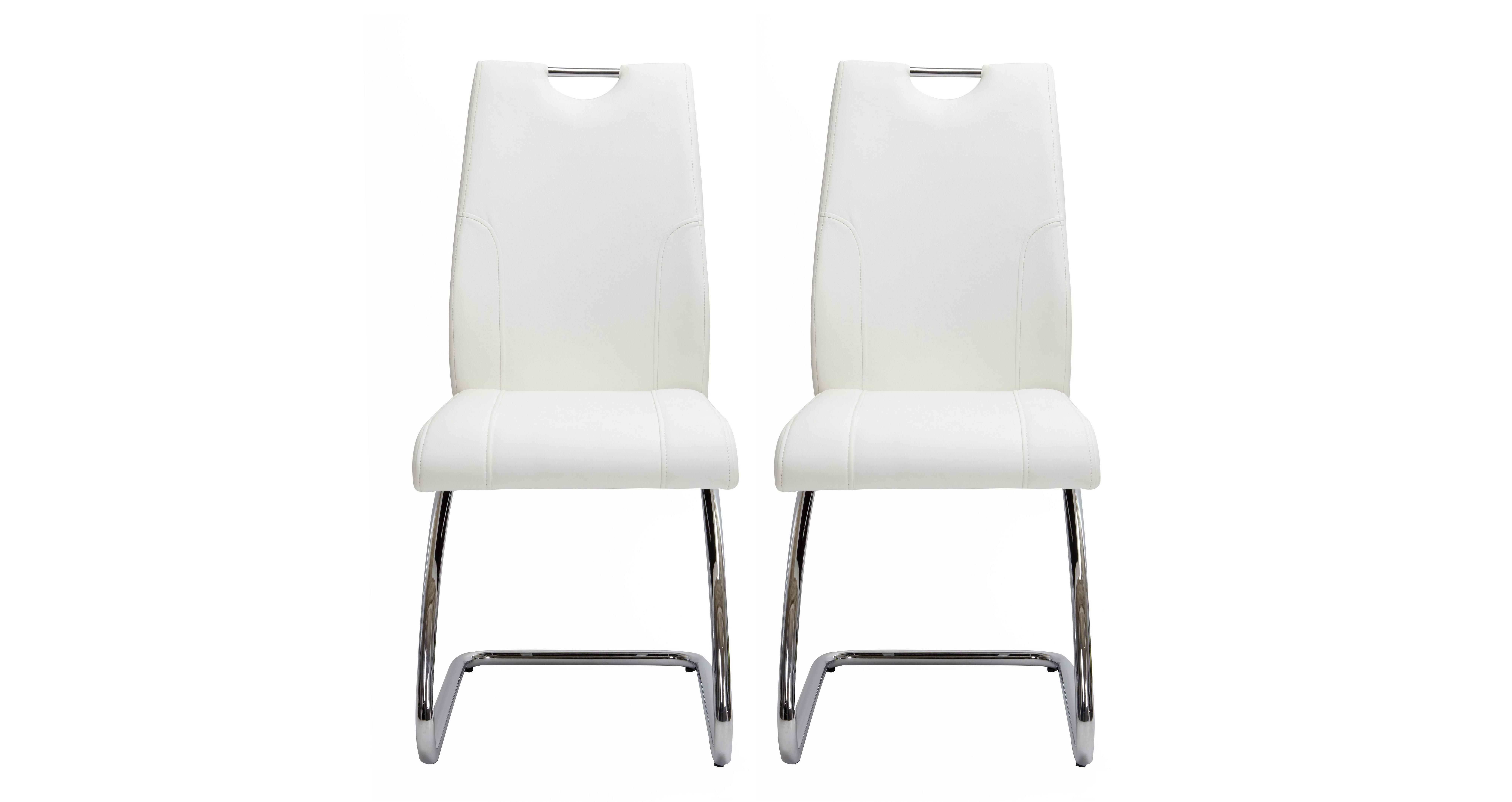 Monochrome Set Of 2 White Faux Leather Chairs DFS