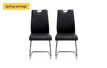 Set of 2 Black Faux Leather Chairs