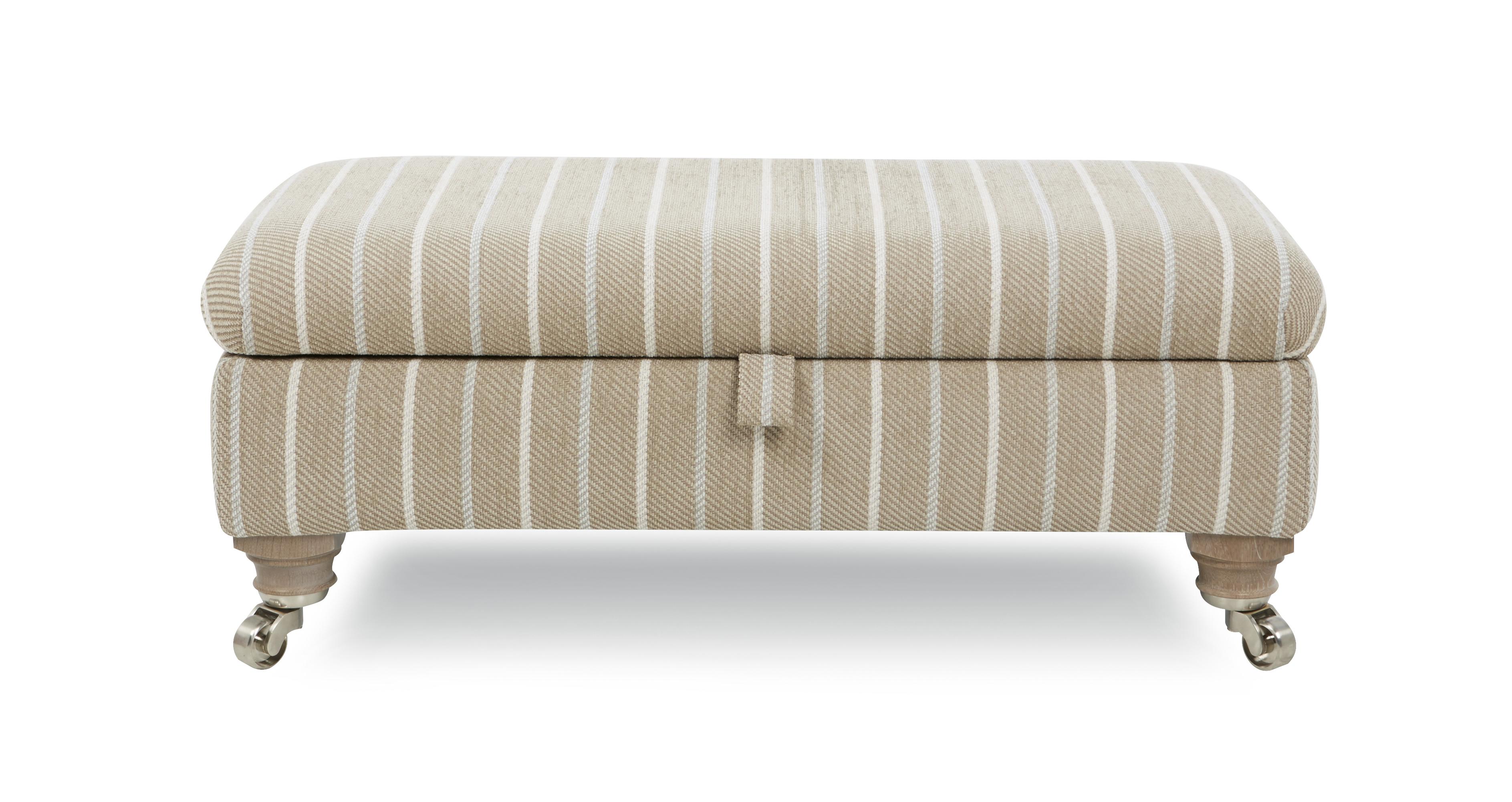 Richmond Striped Linen Fabric Rectangular Footstool