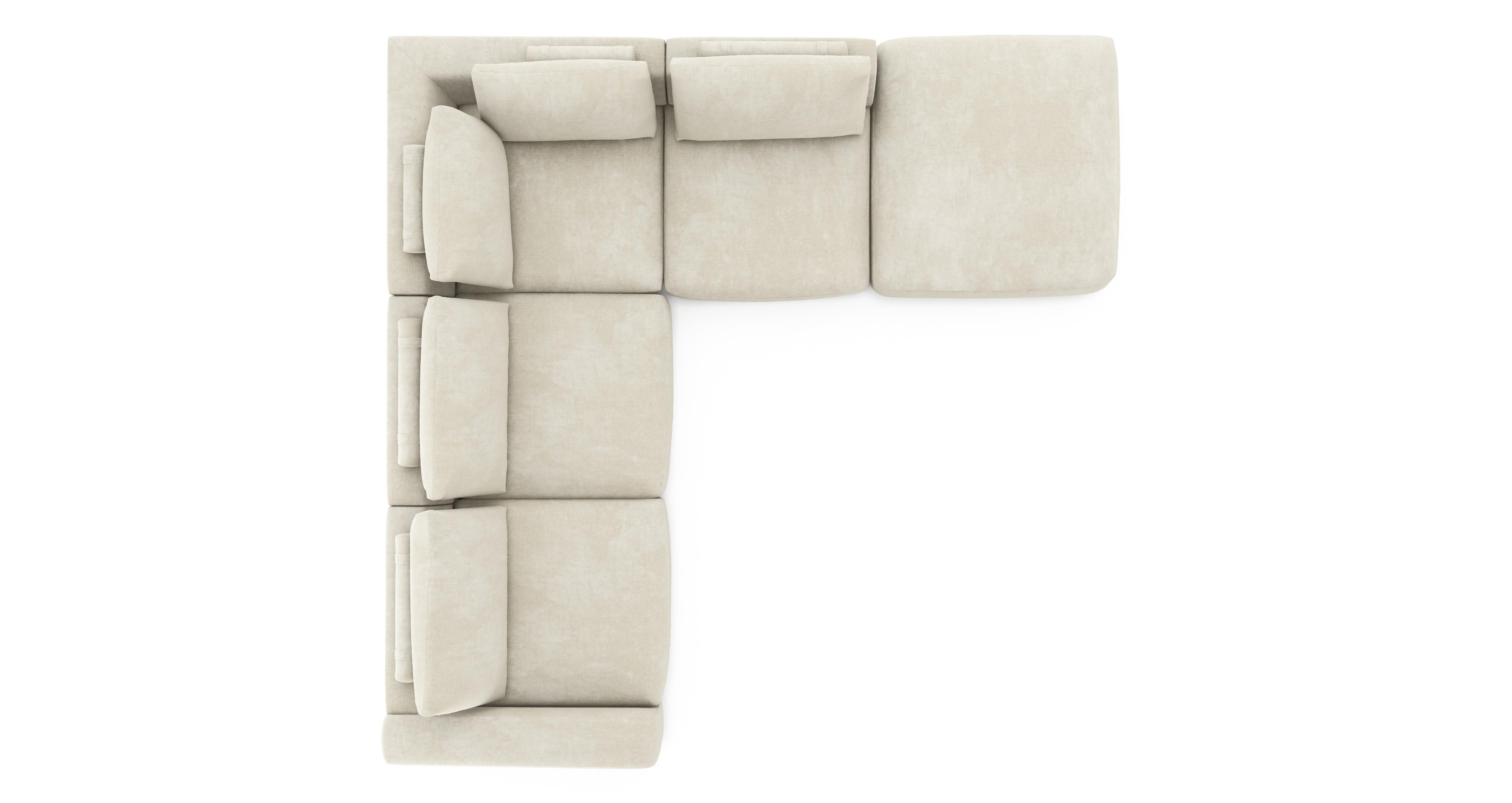 Mova Left Hand Facing Arm 5 Piece Open End Corner Sofa in Grand Designs Soft Plain Natural