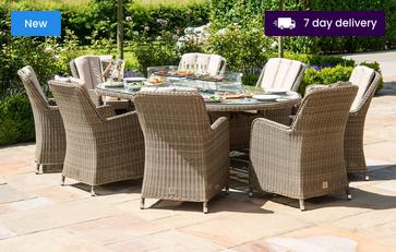 8 Seat Dining Set with Firepit
