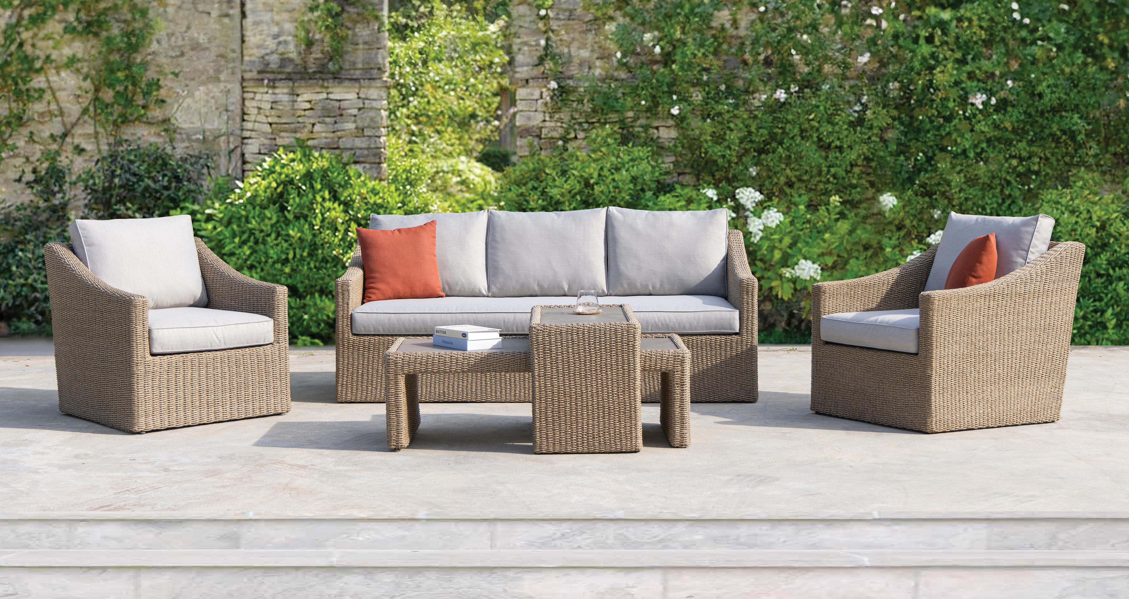 Naxos 3 Seater Sofa, 2 Armchairs & Nesting Coffee Table in Naxos Grey