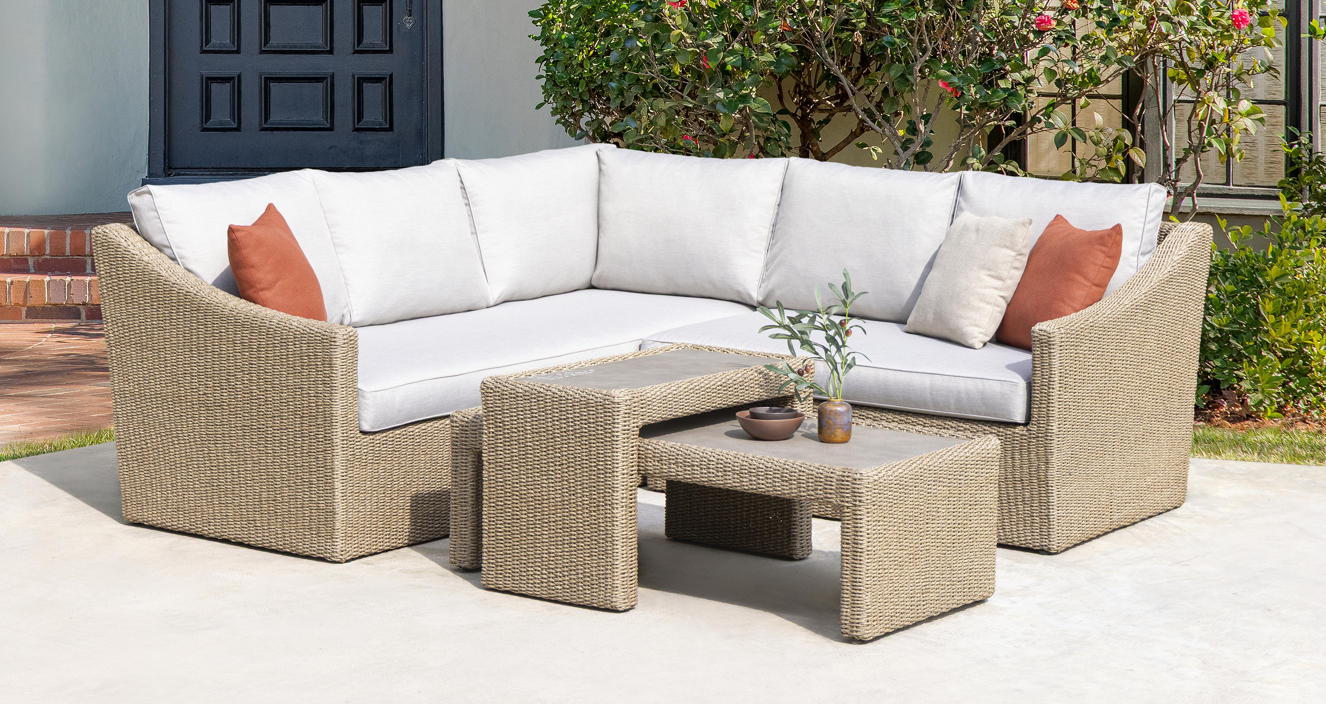 Naxos 5 Seater Corner Sofa & Nesting Coffee Table in Naxos Grey