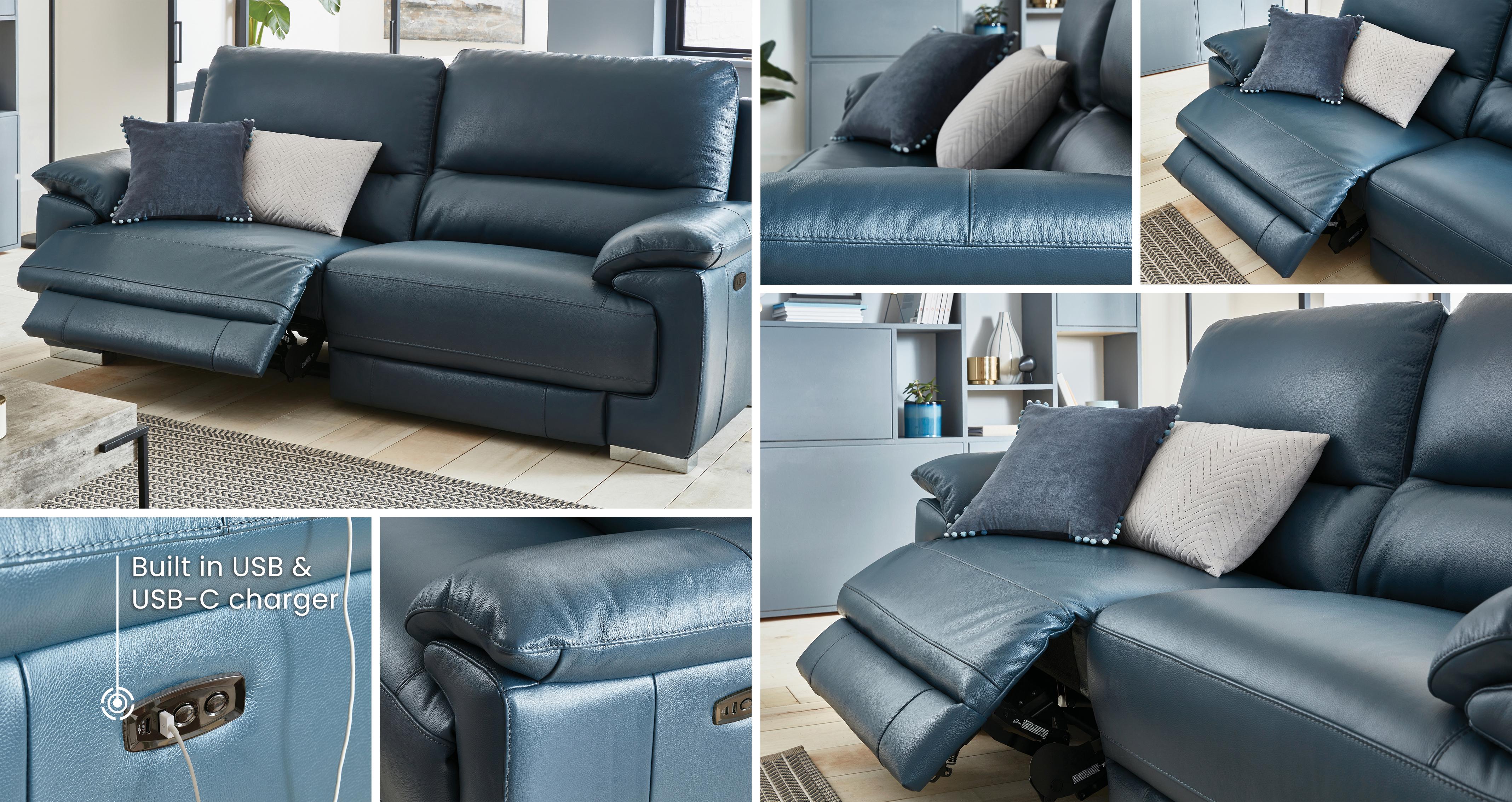 New-falcon 3 Seater Power Plus Recliner in New Club Denim Blue