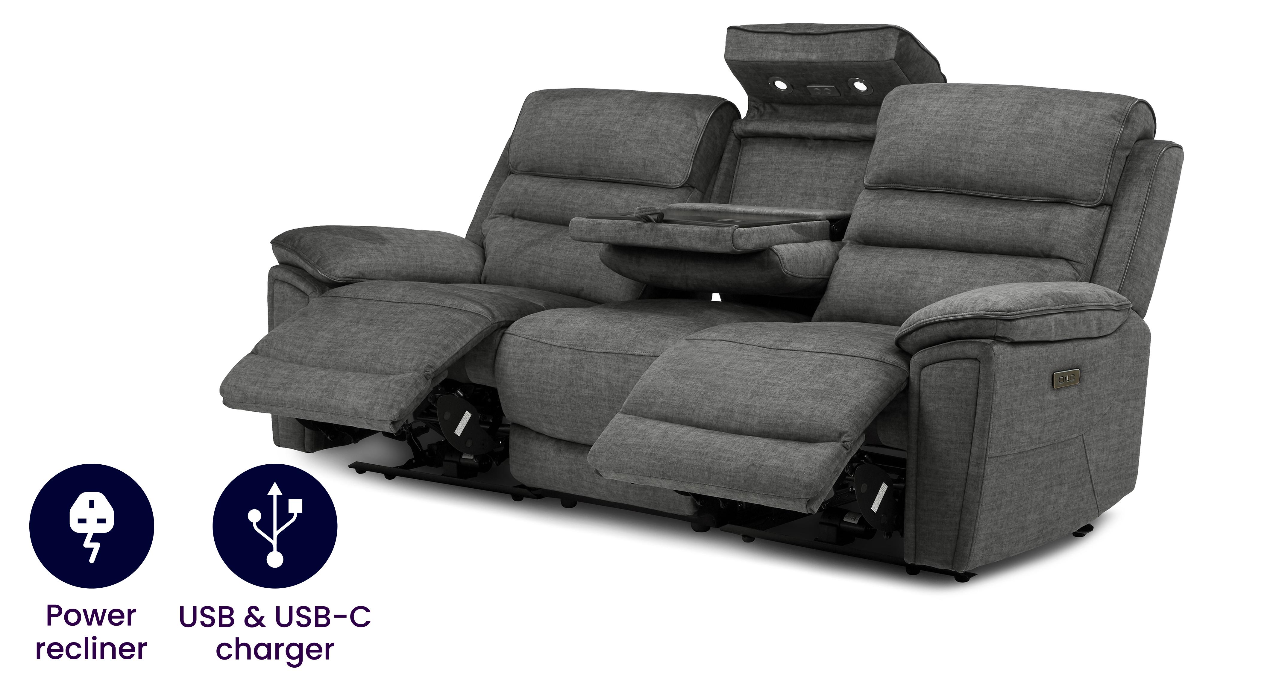 3 Seater Power Recliner and Table