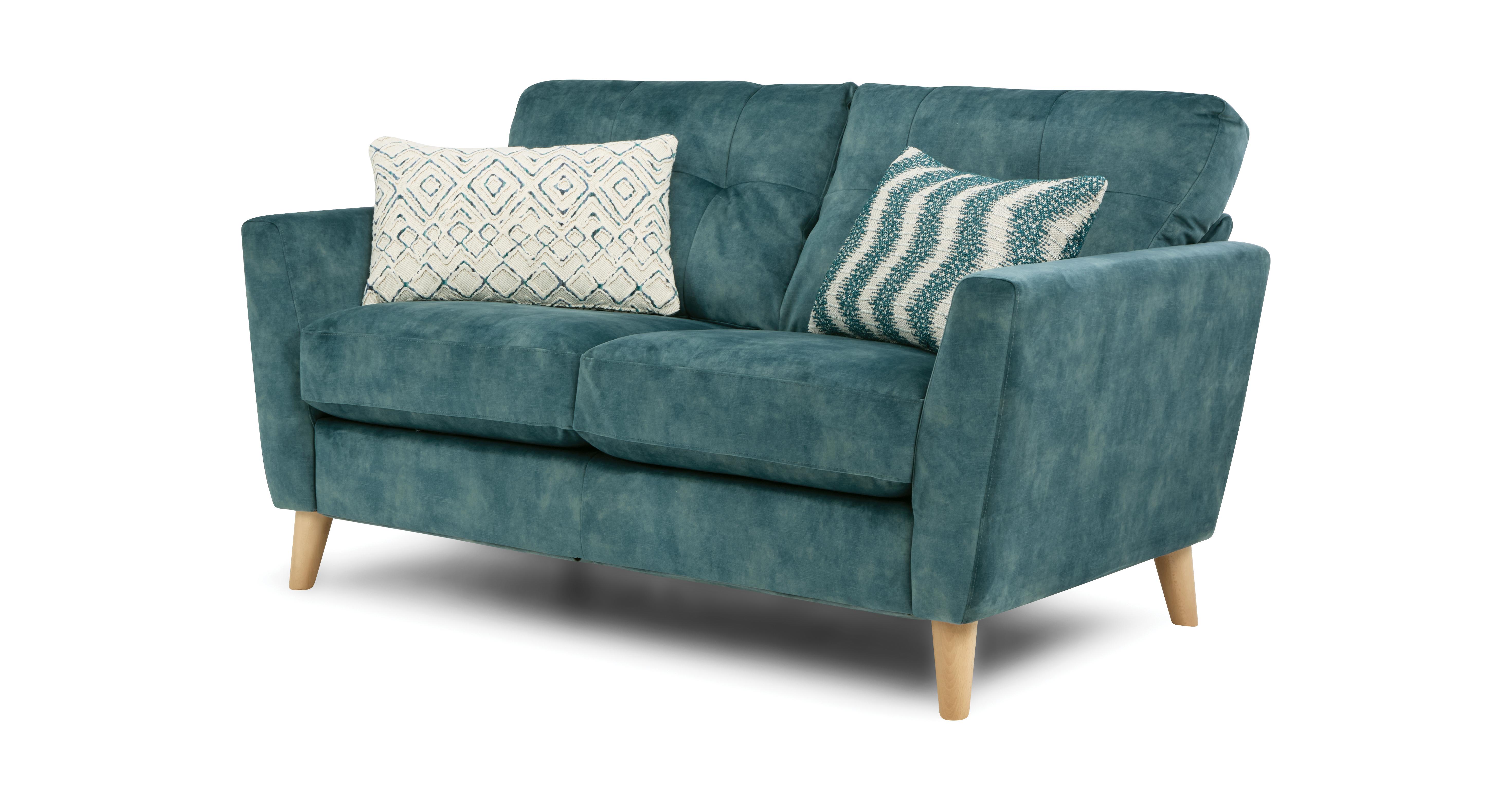New-studio 2 Seat Motion Sofa in New Studio Velvet Ocean with Light feet