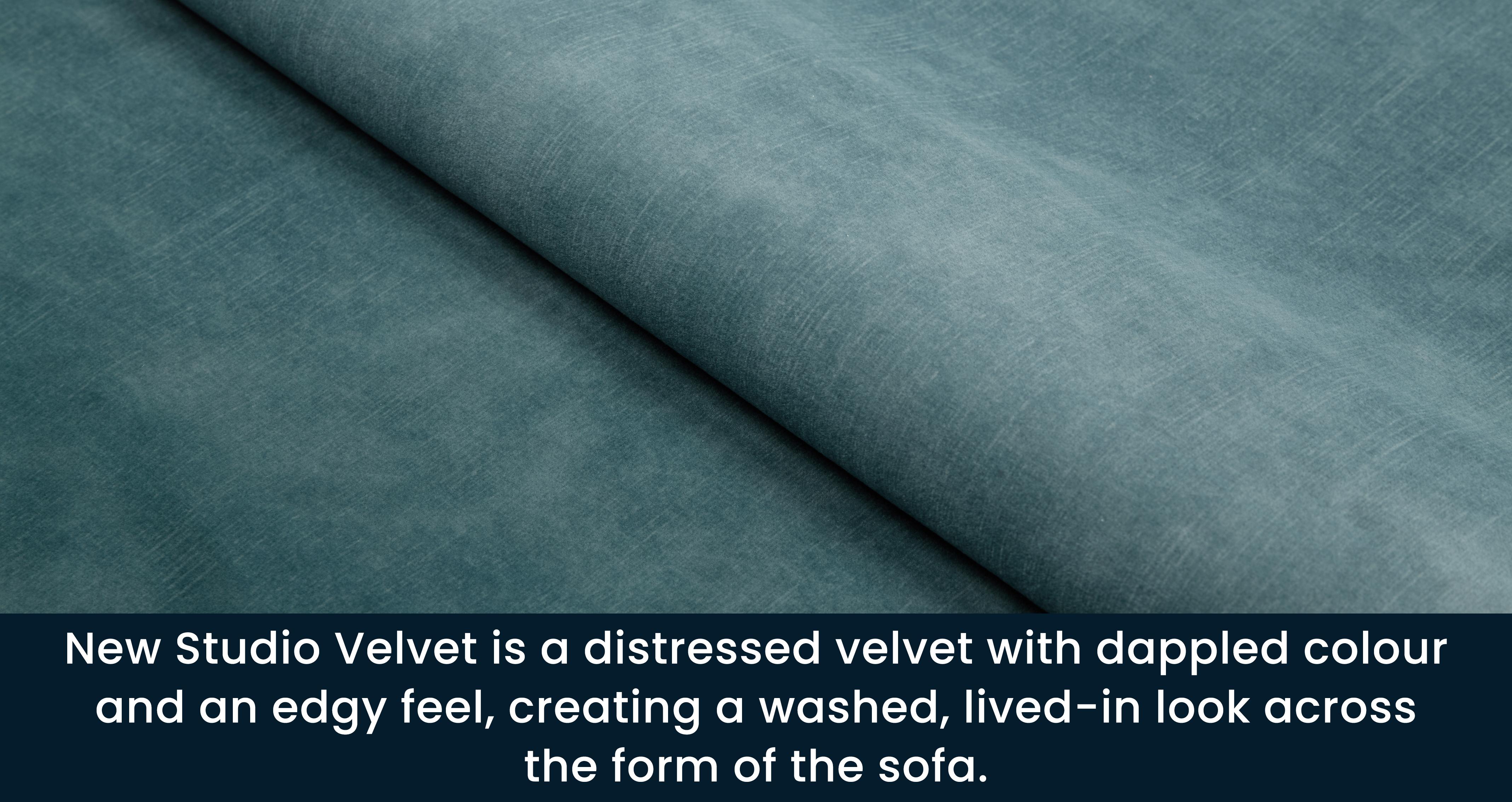 New-studio 2 Seat Motion Sofa in New Studio Velvet Ocean with Light feet
