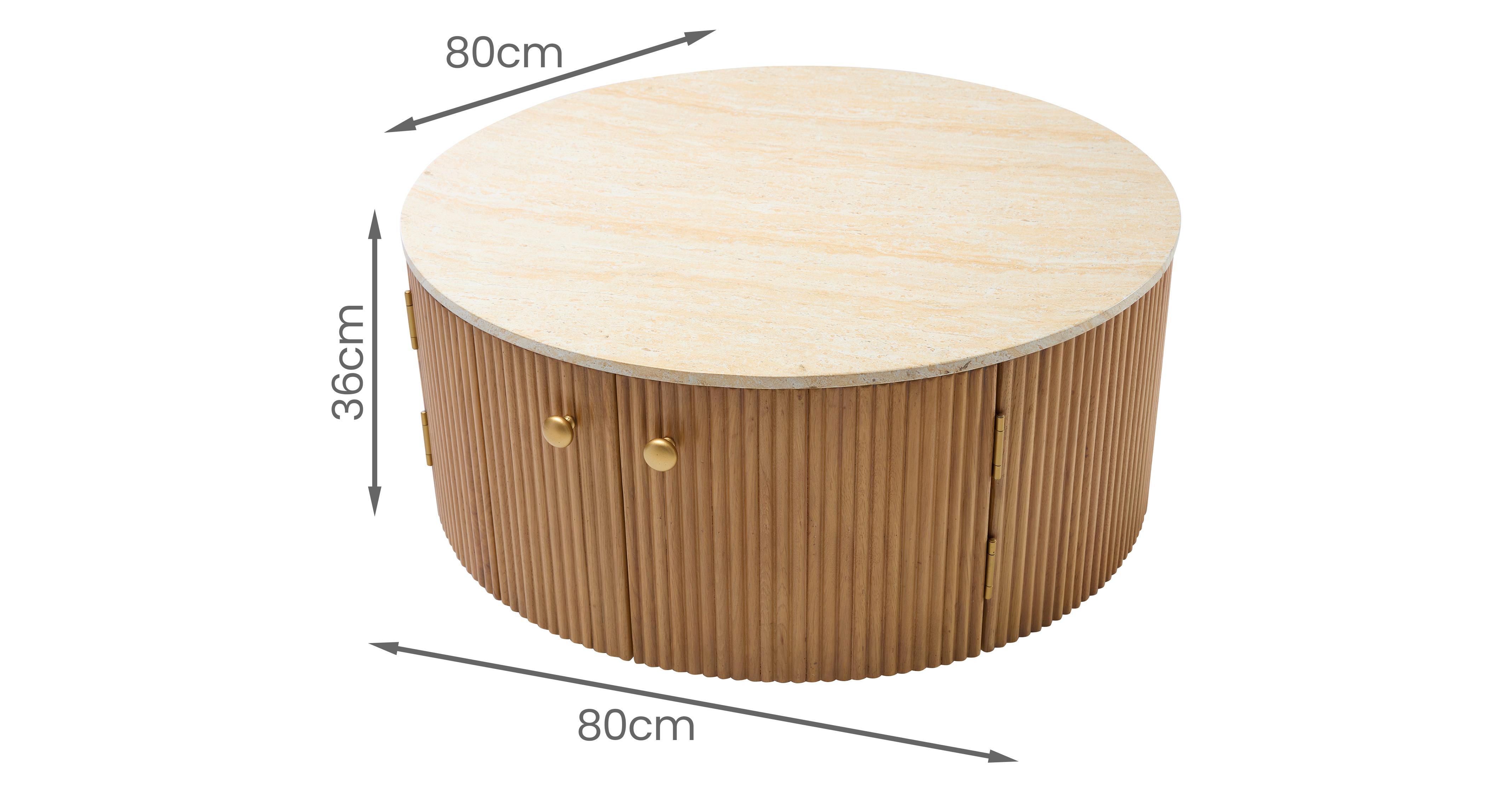 Nia Storage Coffee Table in Nia Light Oak Light Oak and Travertine
