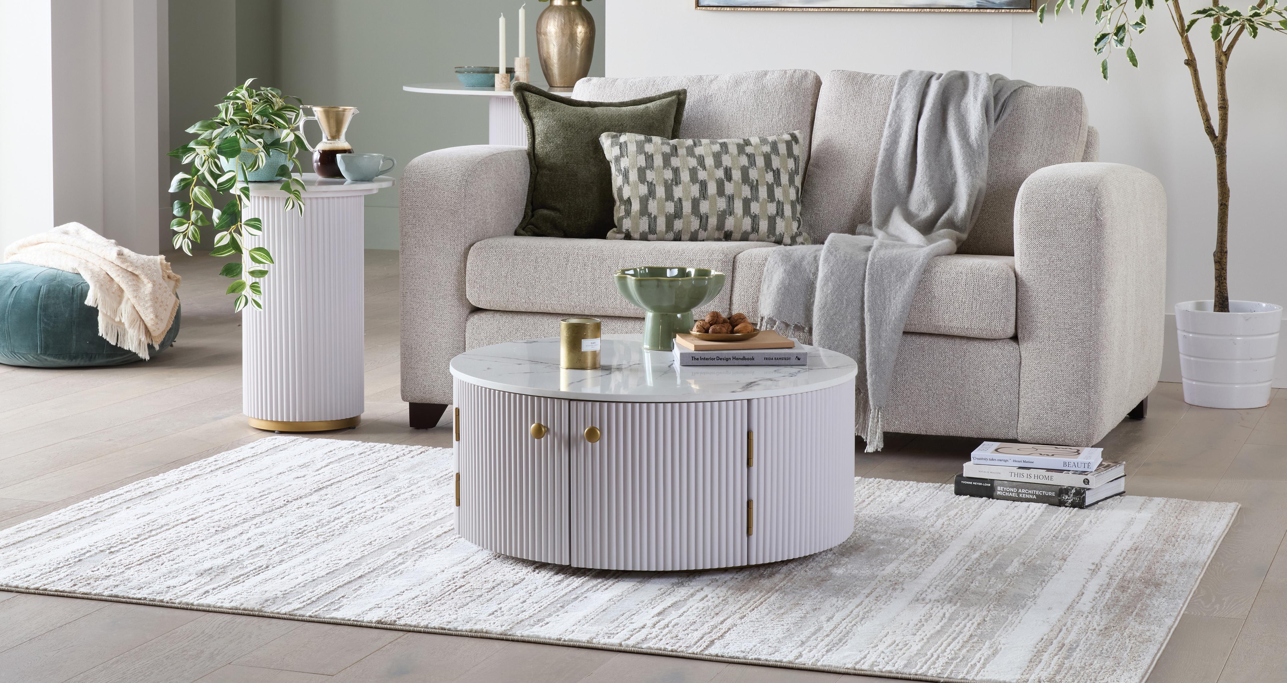 Nia Round Side Table in Nia Painted Heather Grey