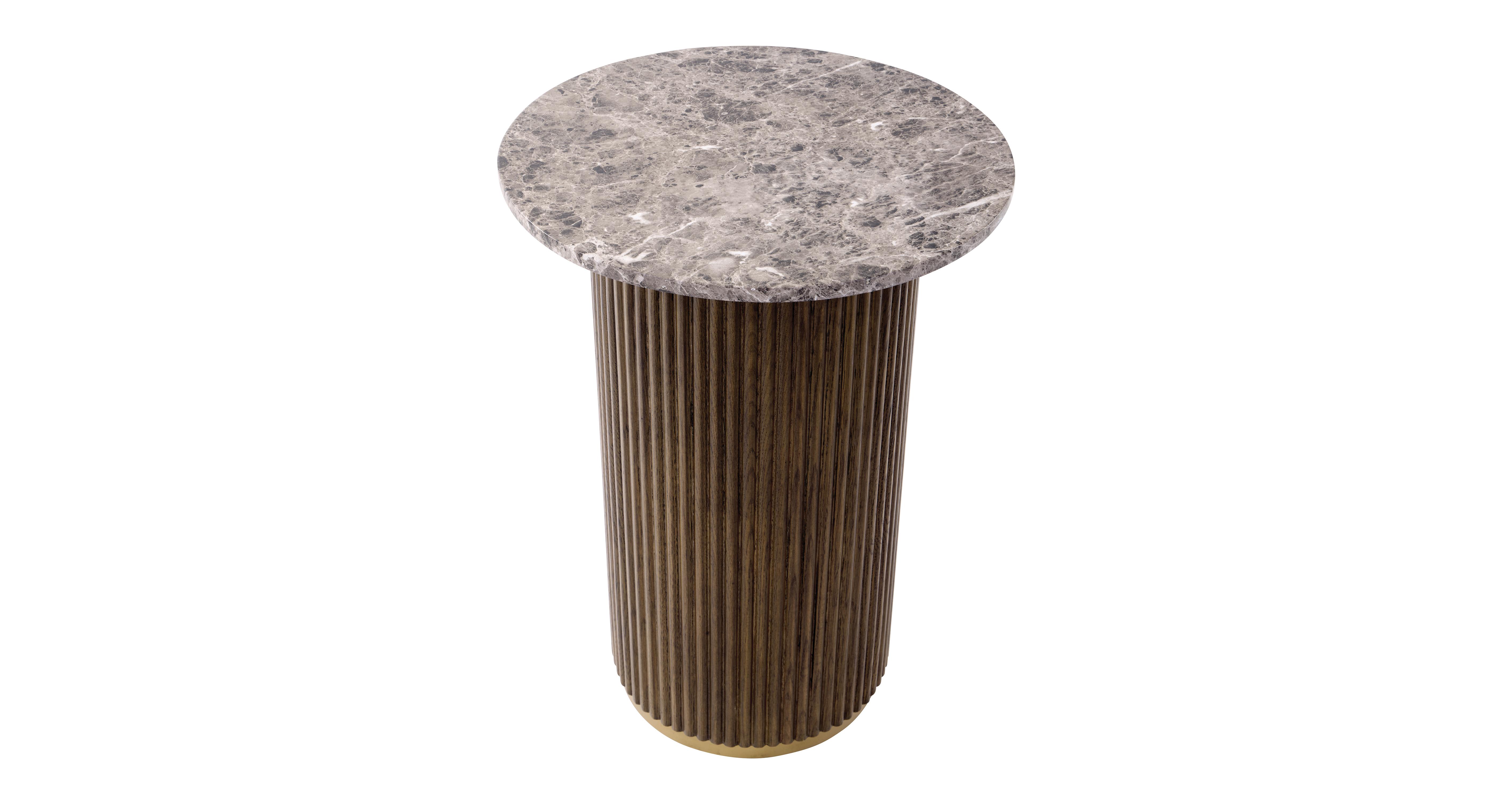 Nia Round Side Table in Nia Smoke Oak Smoke Oak