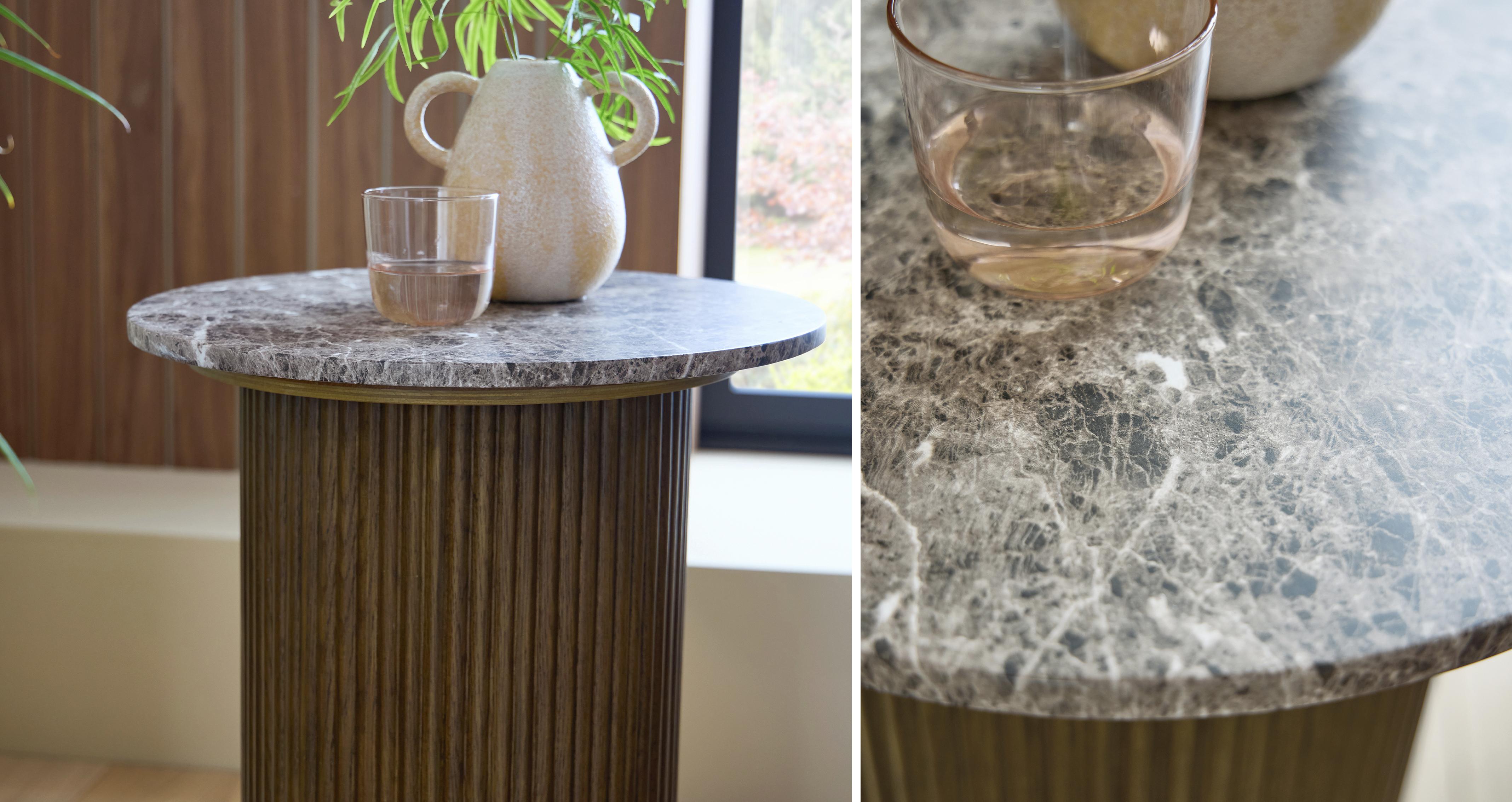 Nia Round Side Table in Nia Smoke Oak Smoke Oak