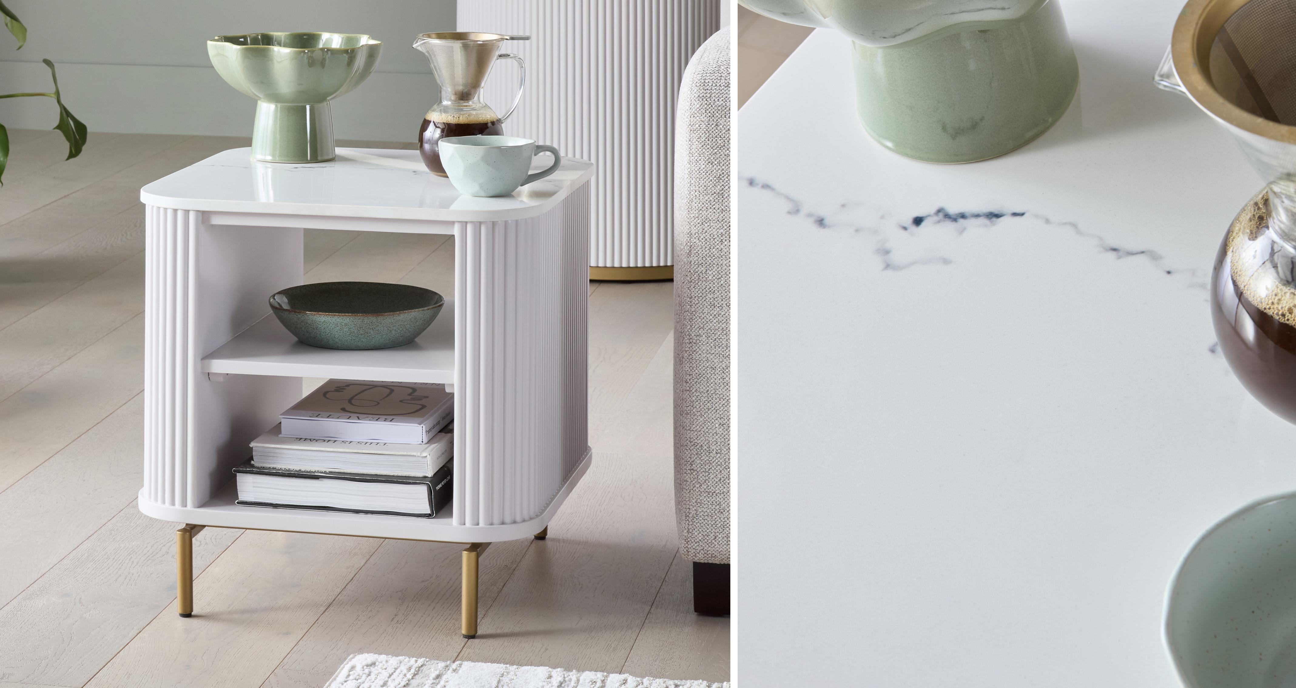 Nia Square Side Table in Nia Painted Heather Grey