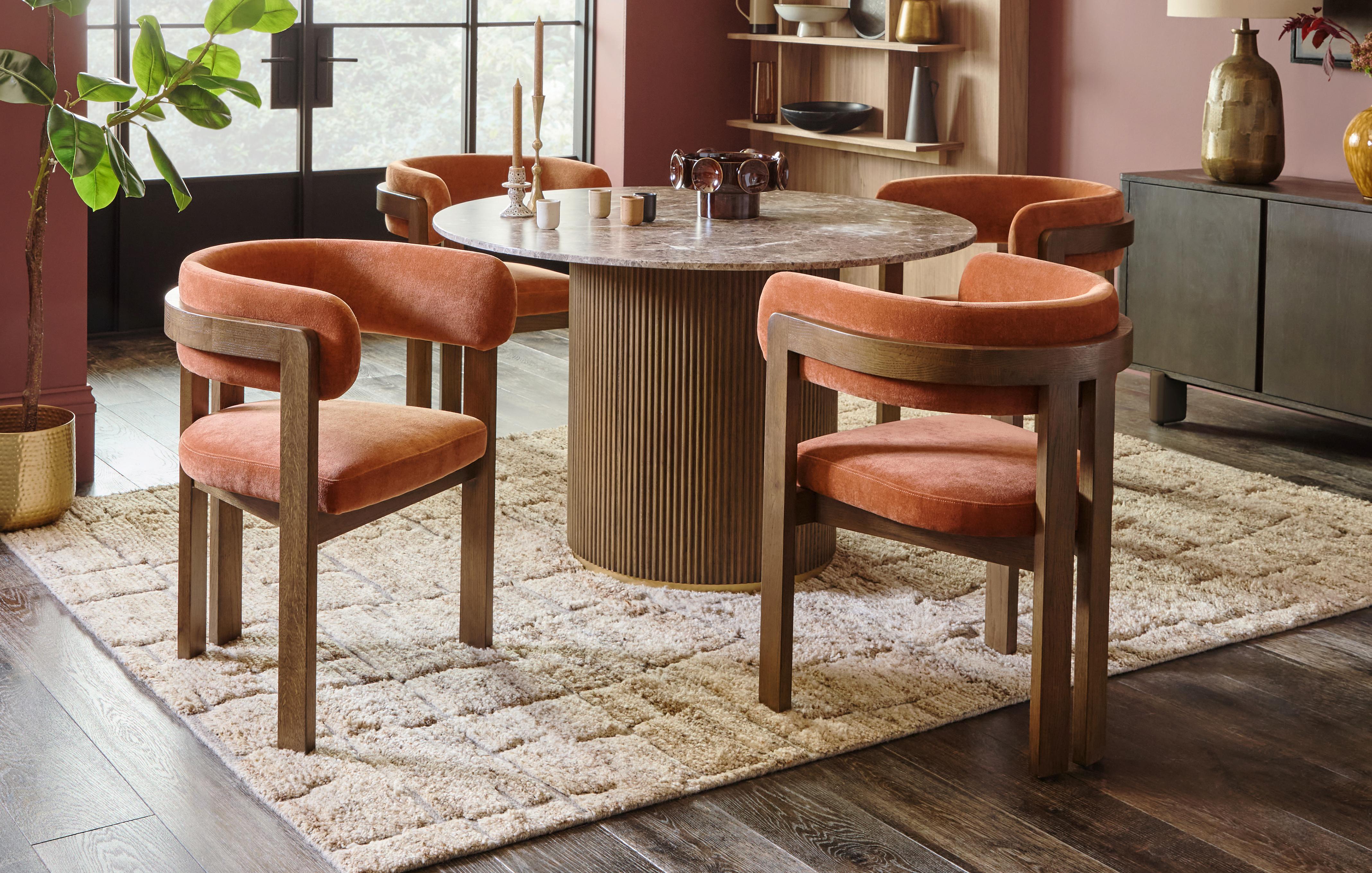 Smoke Oak Dining Table and 4 Rust Chairs