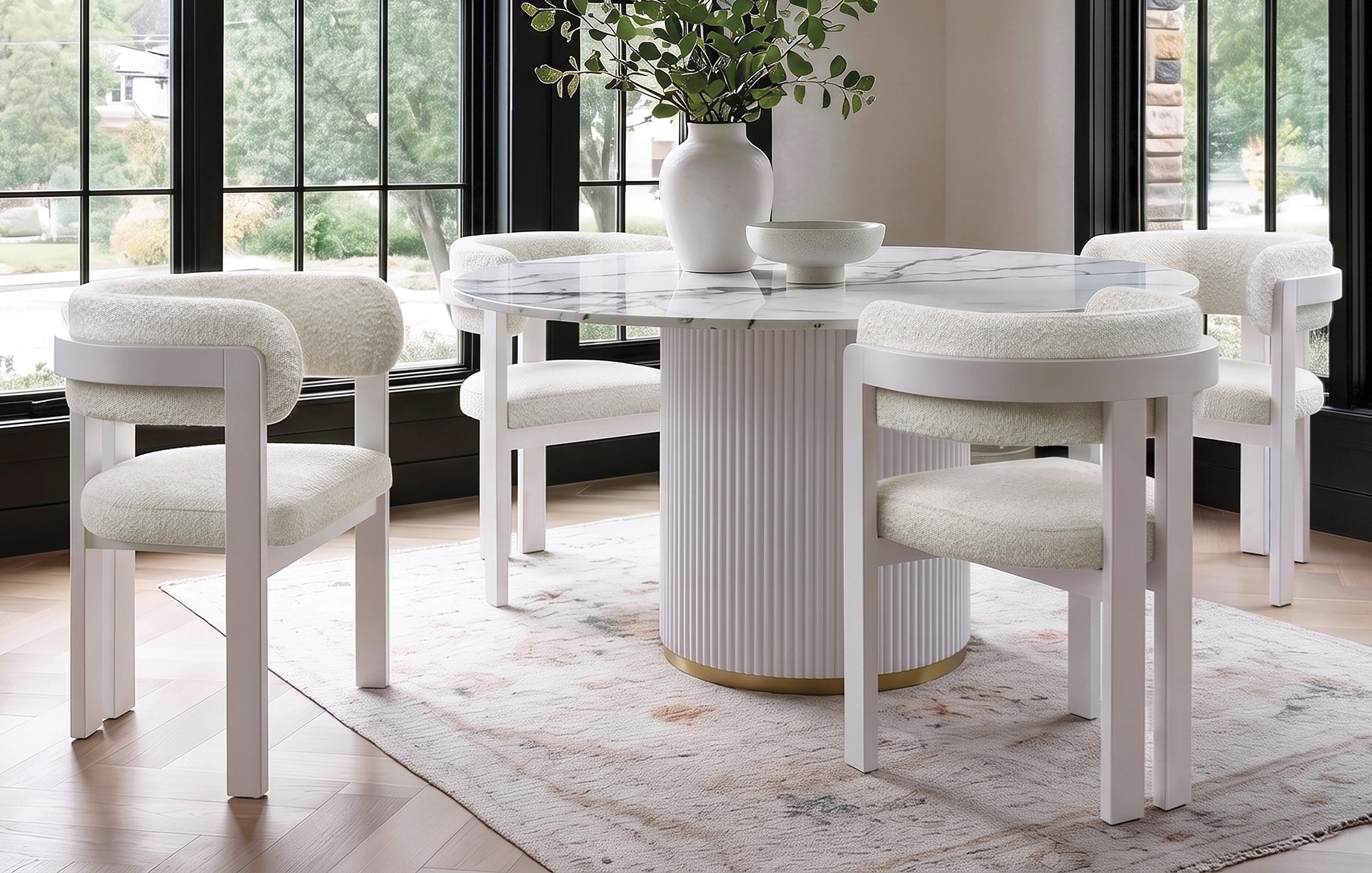 Grey Dining Table & 4 Loha Grey & Ivory Dining Chairs