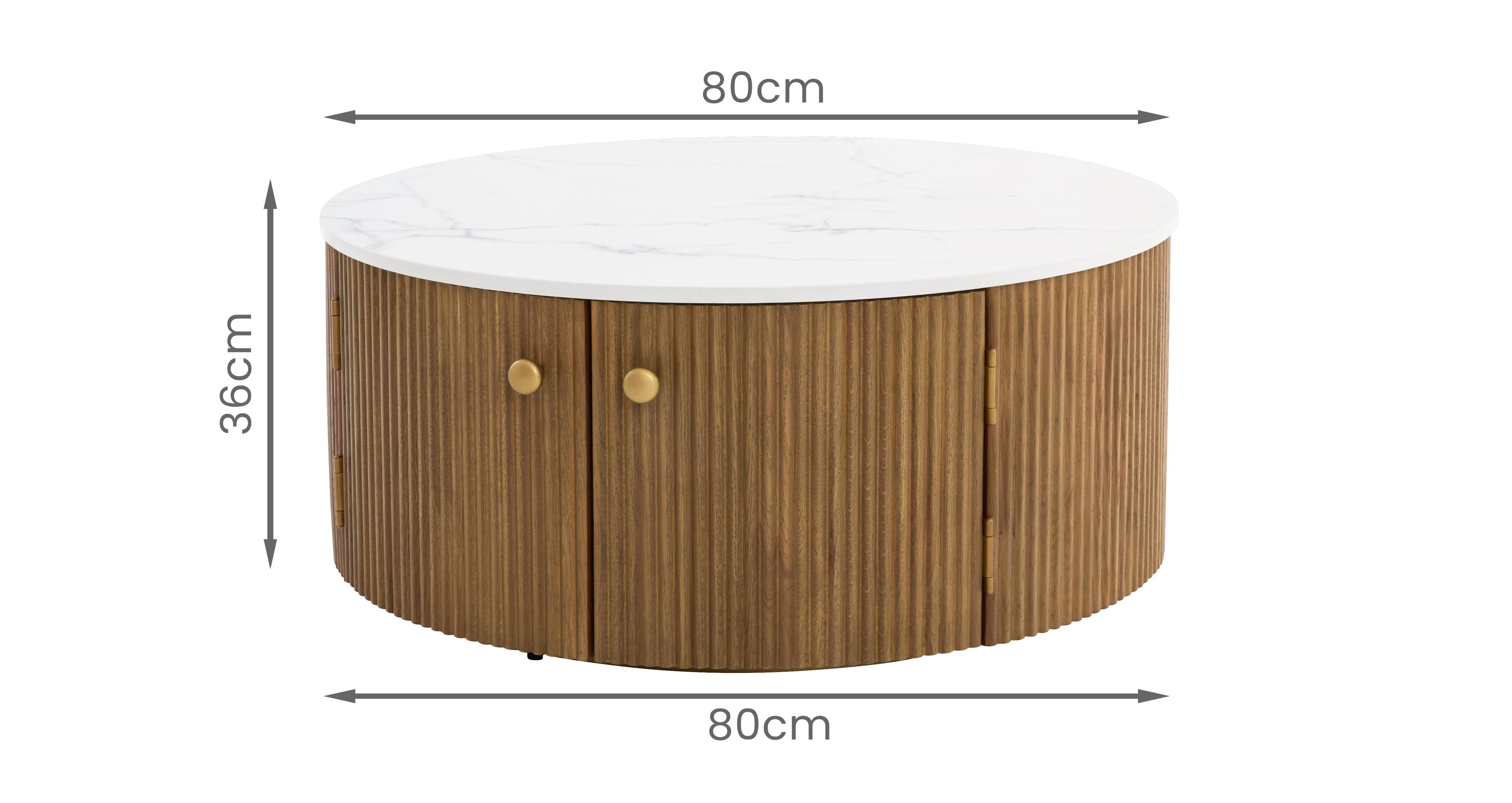 Nia Round Occasional Bundle in Nia Oak and White