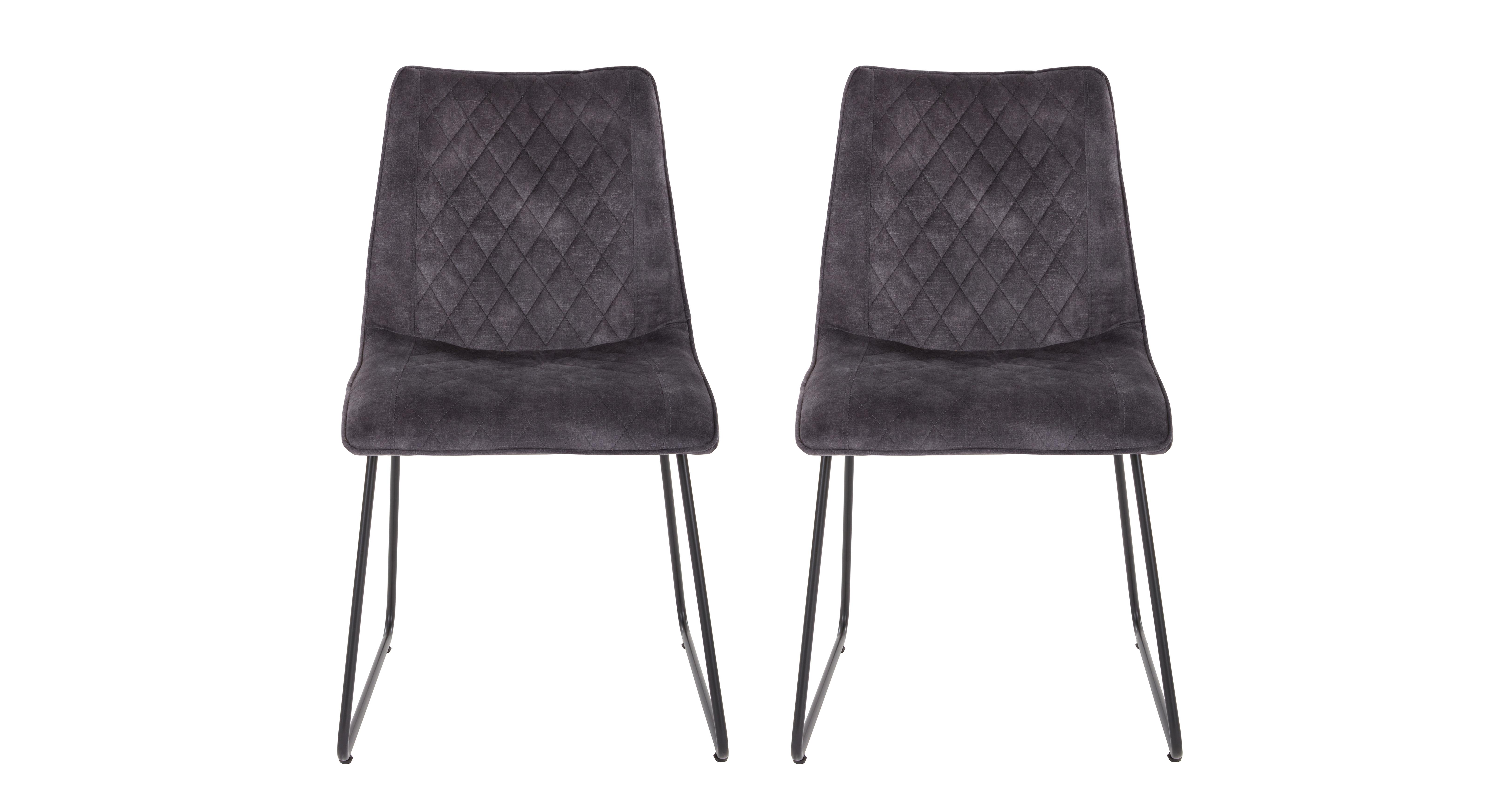 Noaria Set Of 2 Charcoal Velvet Dining Chairs DFS