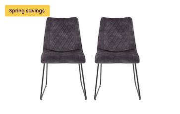 Set of 2 Charcoal Velvet Dining Chairs