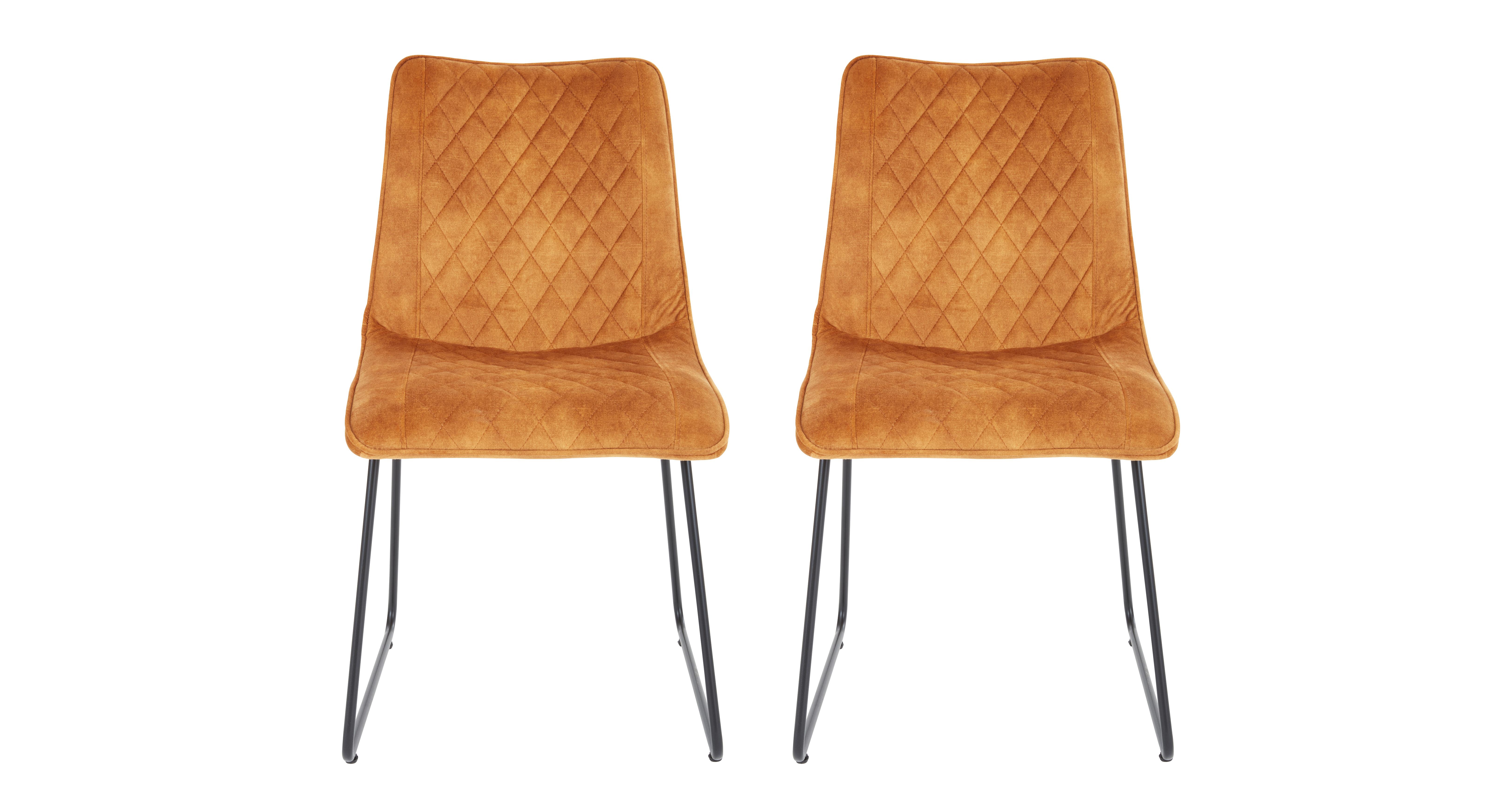 Noaria Set Of 2 Tumeric Velvet Dining Chairs DFS